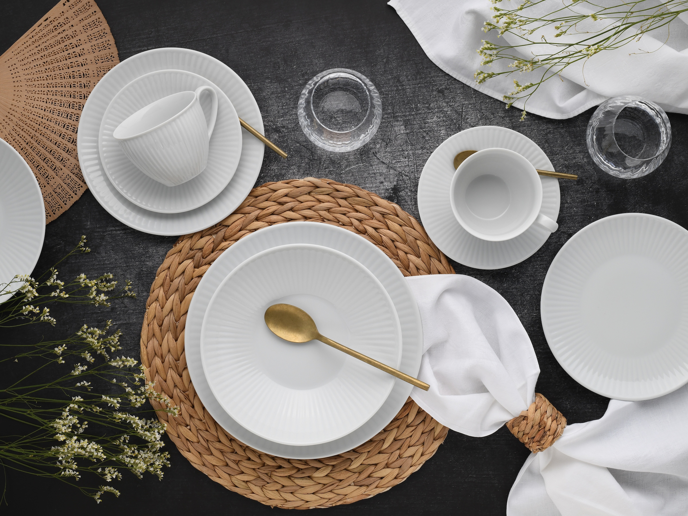 CreaTable Kombiservice »Valencia Weiß, Kombi-Service 30-tlg« Elegant, Boho Chic