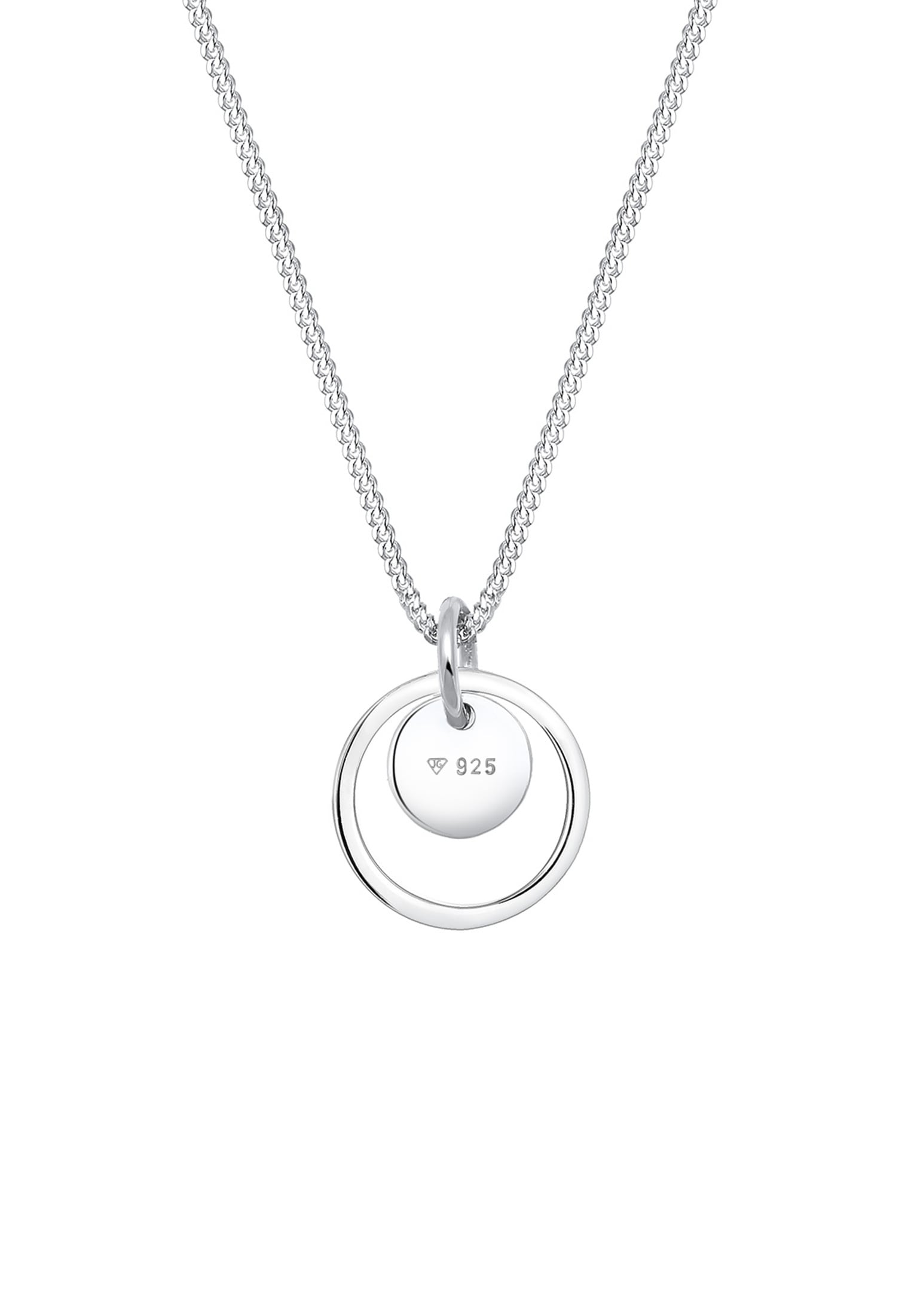 Elli Kette mit Anhänger »Halskette Anhänger Rund mit Kreisen 925 Silber«