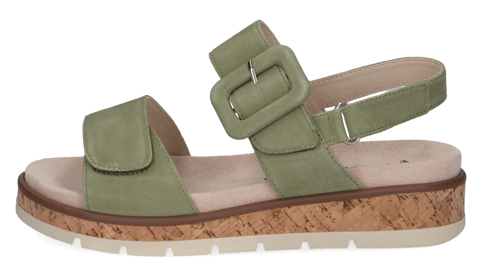 Caprice Keilsandalette, Riemchensandale, Sommerschuh, Klettverschluss unter der Zierschnalle