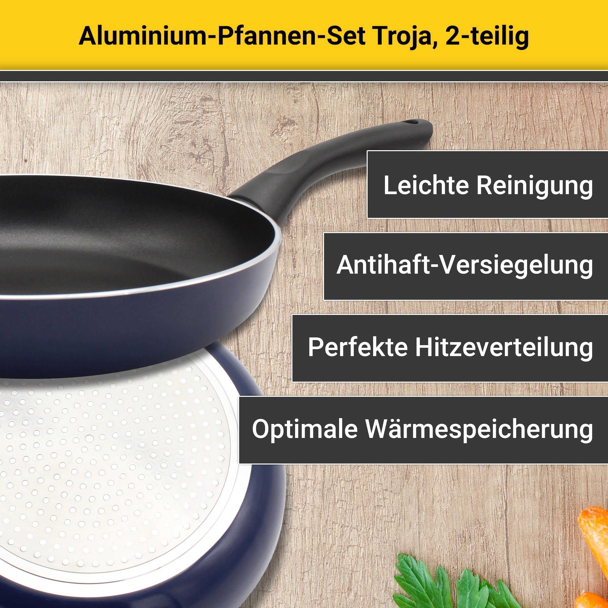 Krüger Pfannen-Set »Troja« Aluminium Set, 2 Stk. tlg. Ø 16/24 cm, Induktion