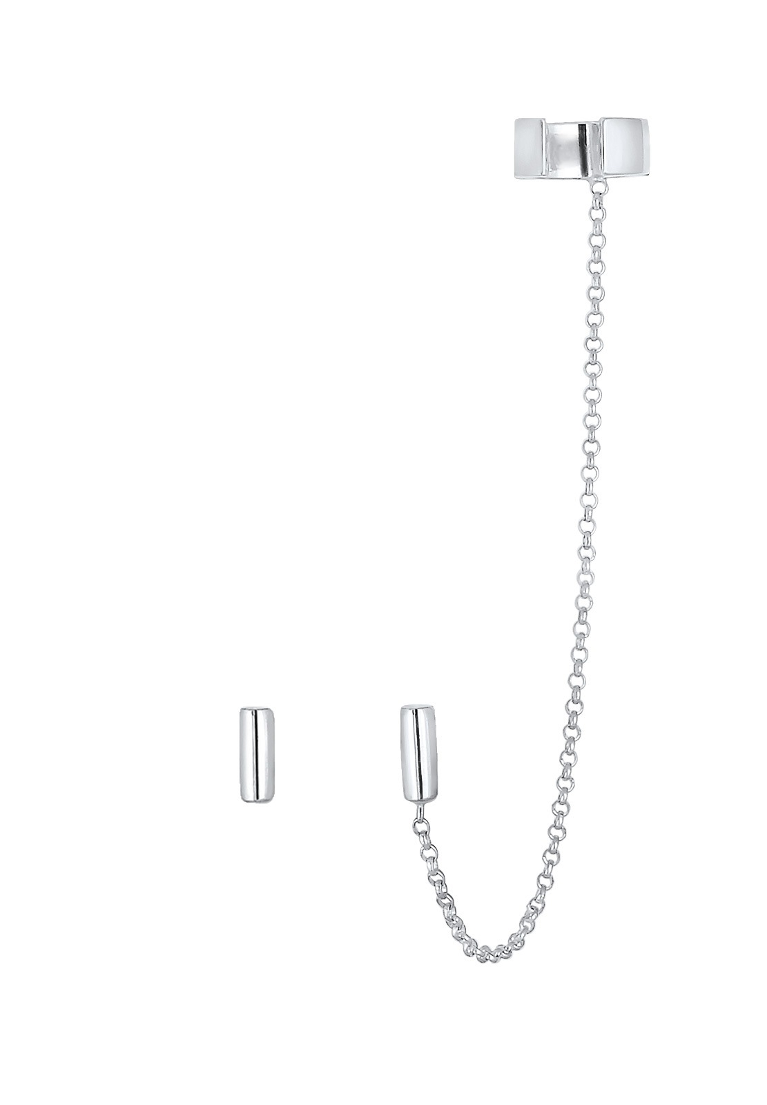 Elli Paar Ohrstecker »Ohrringe Earcuff Klemme Asymmetrisch Minimal Geo 925 Silber«