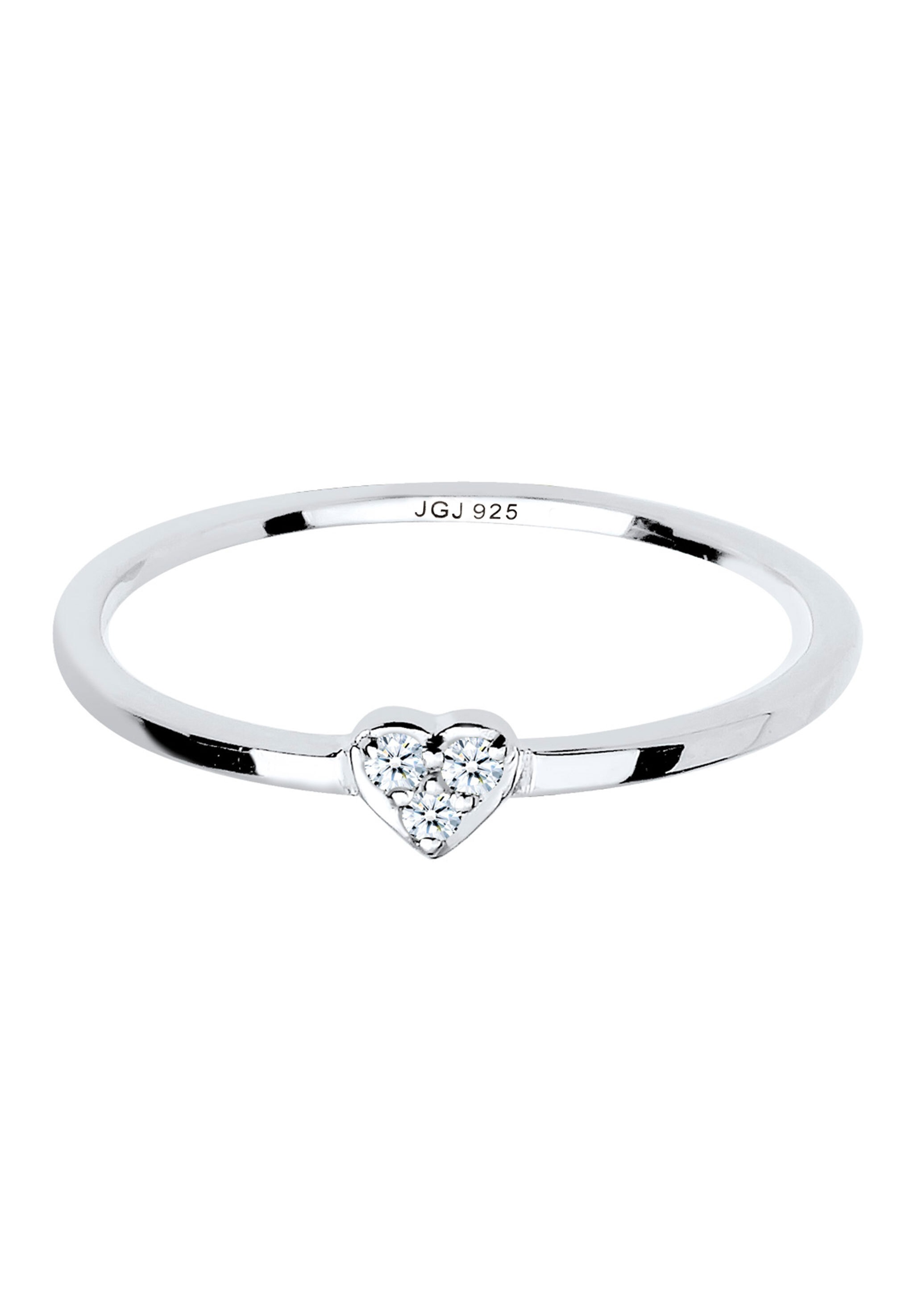 Elli DIAMONDS Verlobungsring »Ring Herz Symbol Diamant 0.04 ct. 925 Silber«
