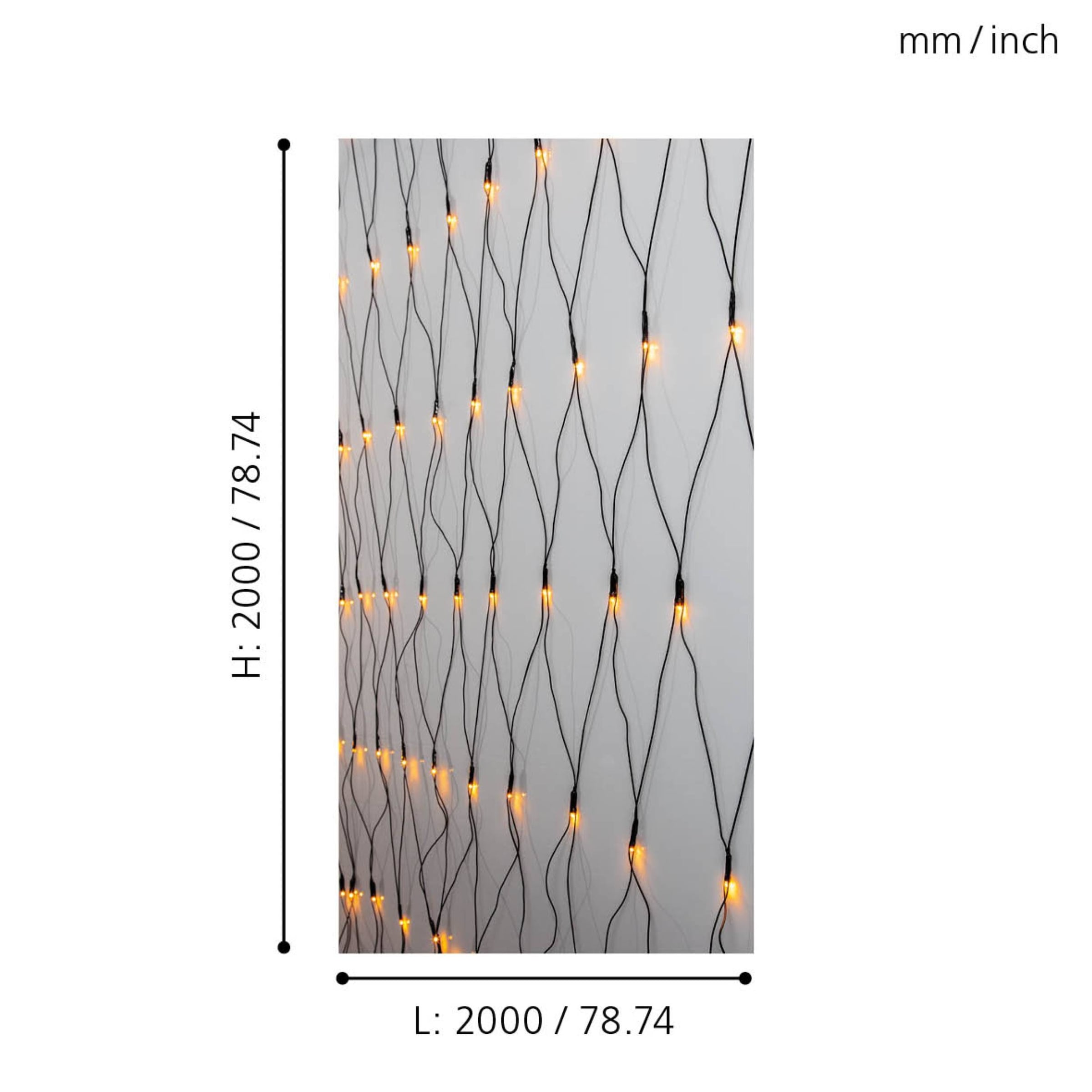 EGLO LED-Lichterkette »GOLDEN WARM WHITE - Weihnachtsdeko - Beleuchtung - Winterdeko«, 160 St.-flammig, Lichternetz für innen und außen, extra-warmweiß, mit Kabel, 2x2 m