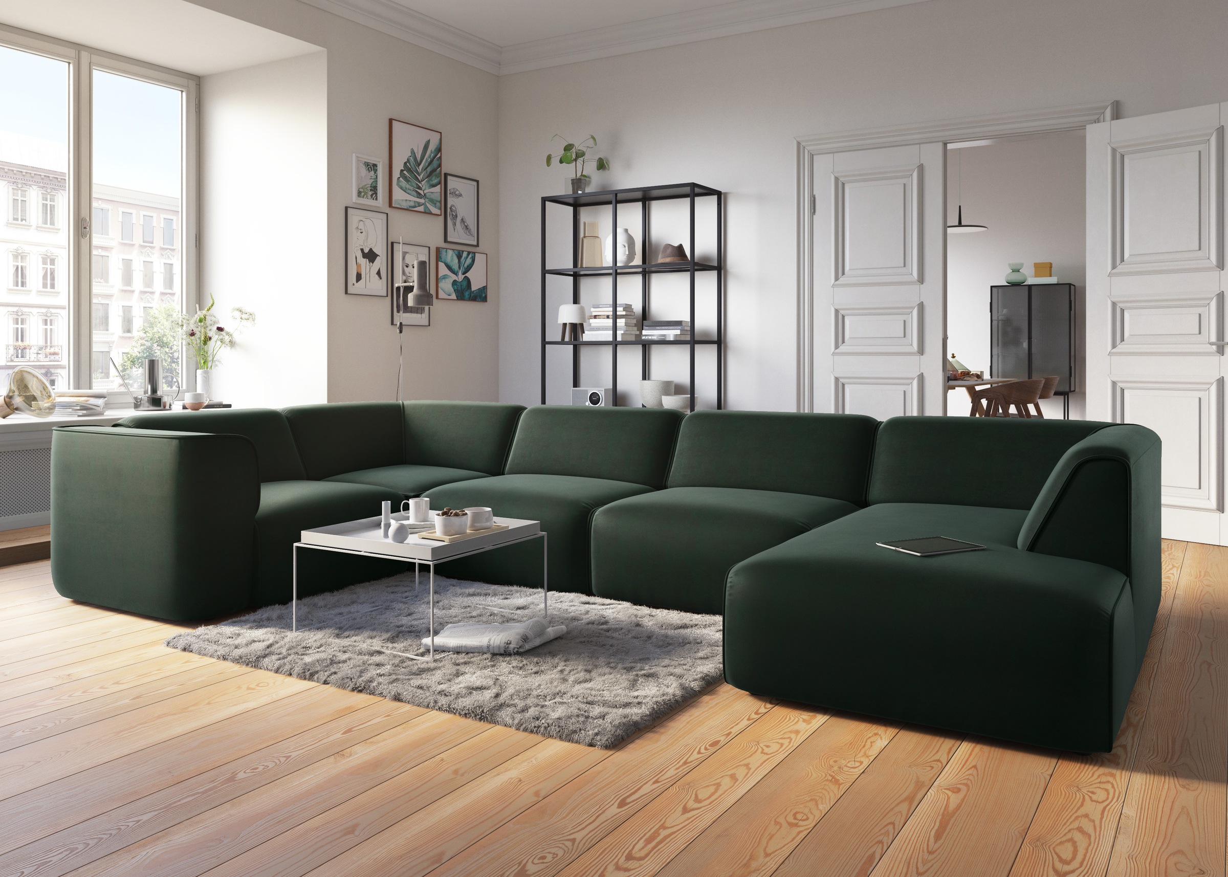 RAUM.ID Wohnlandschaft »Merid U-Form, jederzeit durch Module erweiterbar, B/T/H: 367/206/70 cm«, als Modul oder separat verwendbar, für individuelle Zusammenstellung