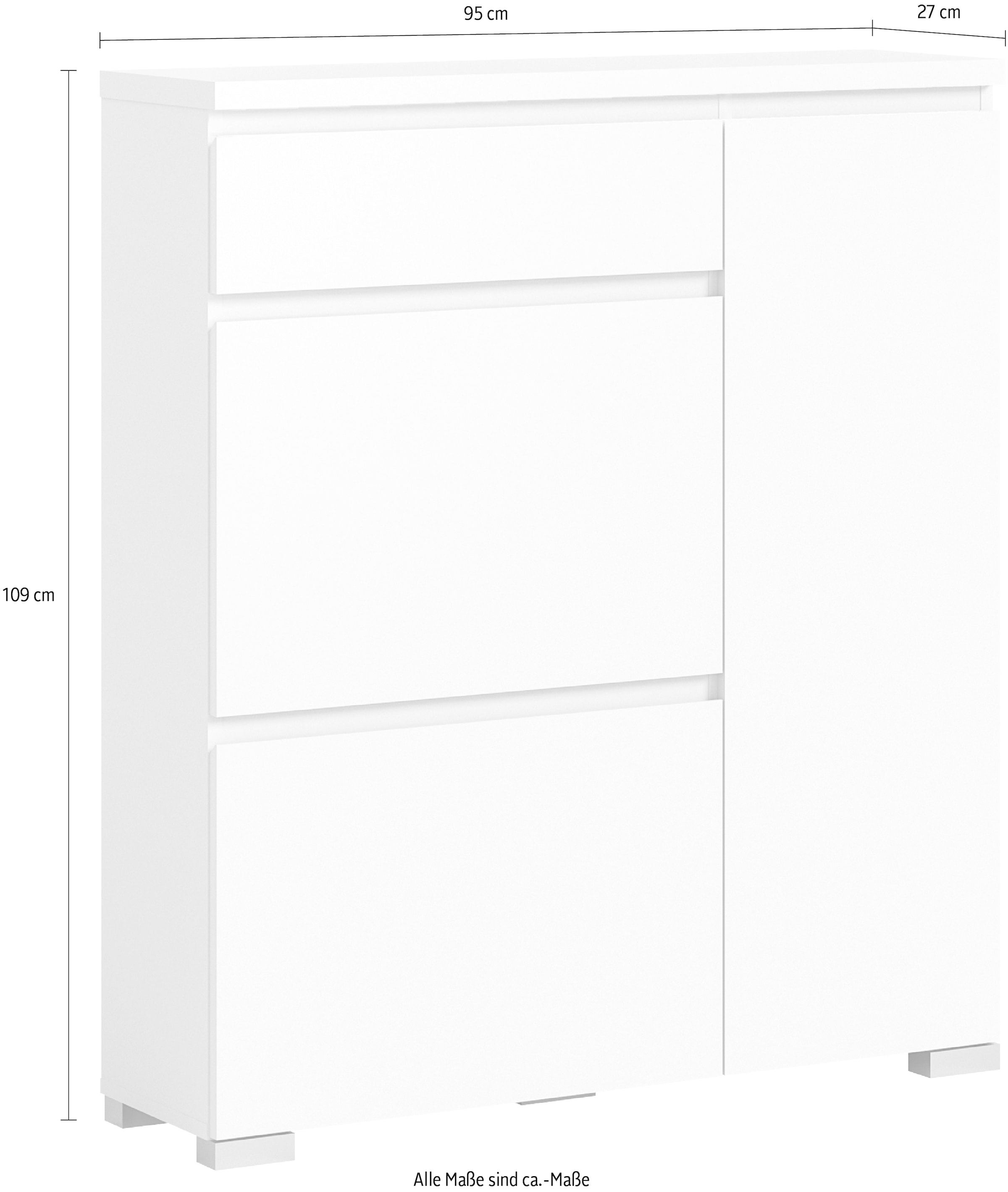 INOSIGN Schuhschrank »Skoskap, Tiefe 27cm, 2 Klappen mt Schuhwalze, 1 Schubkasten, 1 Tür«, Platz für 6 Schuhpaare, Schuhkipper, Schuhkommode, Schuhregal, Kommode