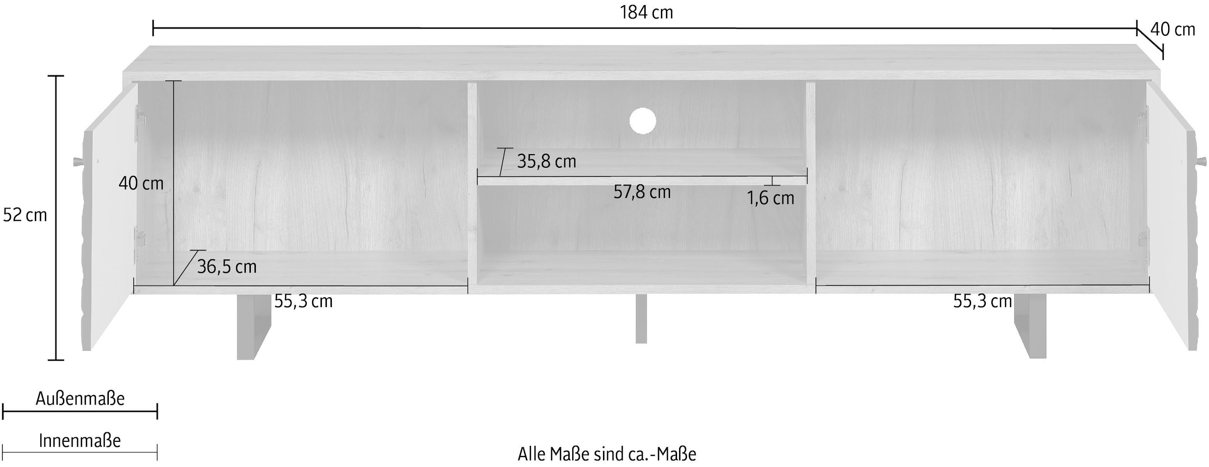 Home affaire TV-Board »Ferretti« TV-Tisch mit besonderer Fräsung - Füße und Griffe aus Metall