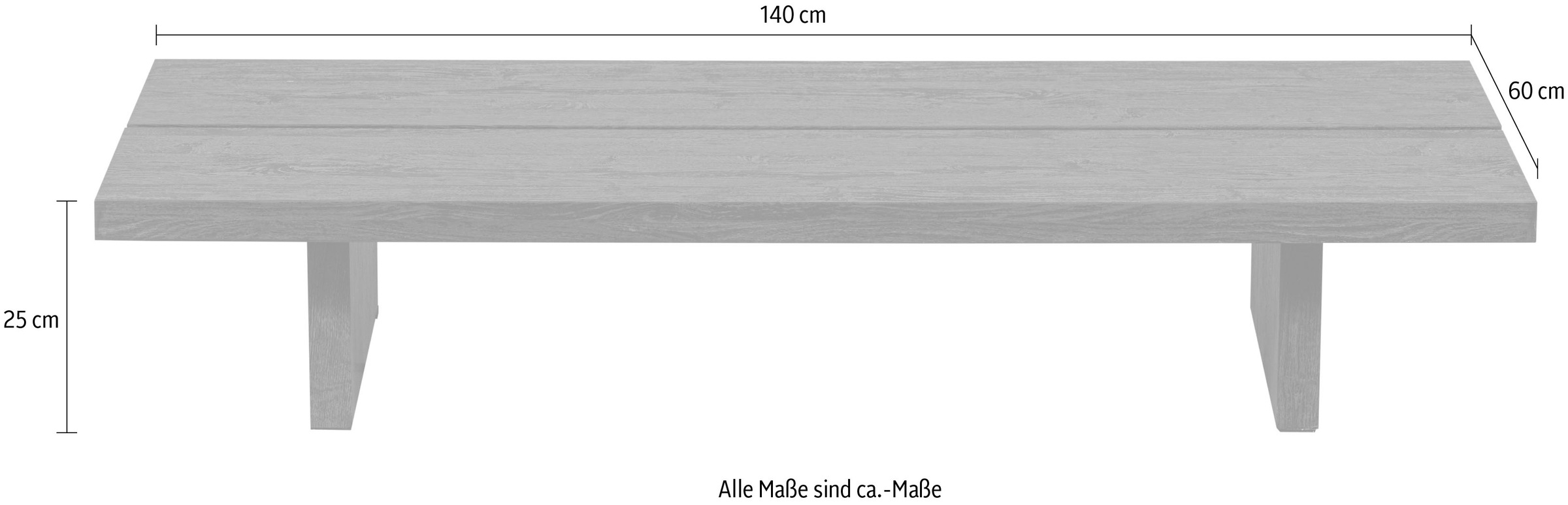 WOOOD Couchtisch »Lion«, Beistelltisch, rechteckige Form, H 25 cm x B 140 cm