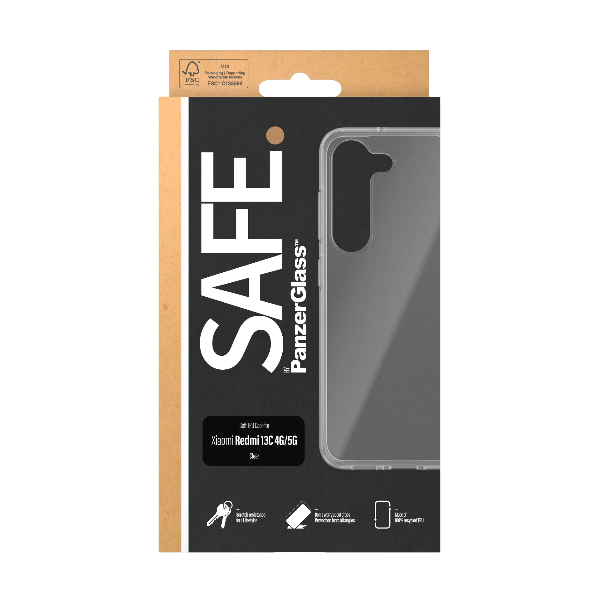 SAFE by PanzerGlass Handyhülle »TPU Case für Xiaomi Redmi 13C« Smartphones Backcover, Schutzhülle, Handyschutzhülle, Case, Schutzcase, stoßfest