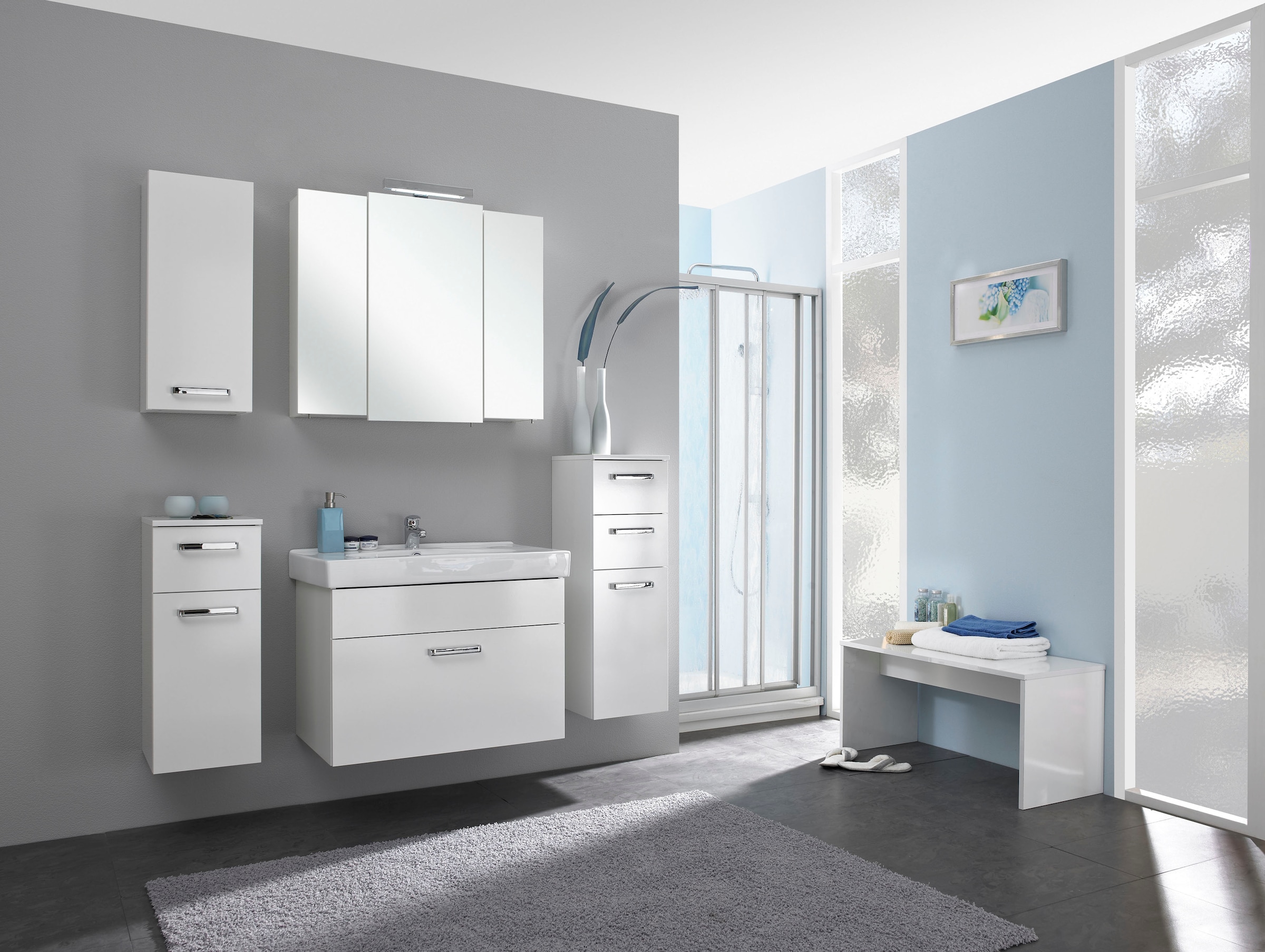 Saphir Unterschrank »Quickset Badschrank mit 1 Tür, 1 Schublade, 30 cm breit« Badezimmer-Unterschrank inkl. Türdämpfer, Griffe in Chrom Glanz