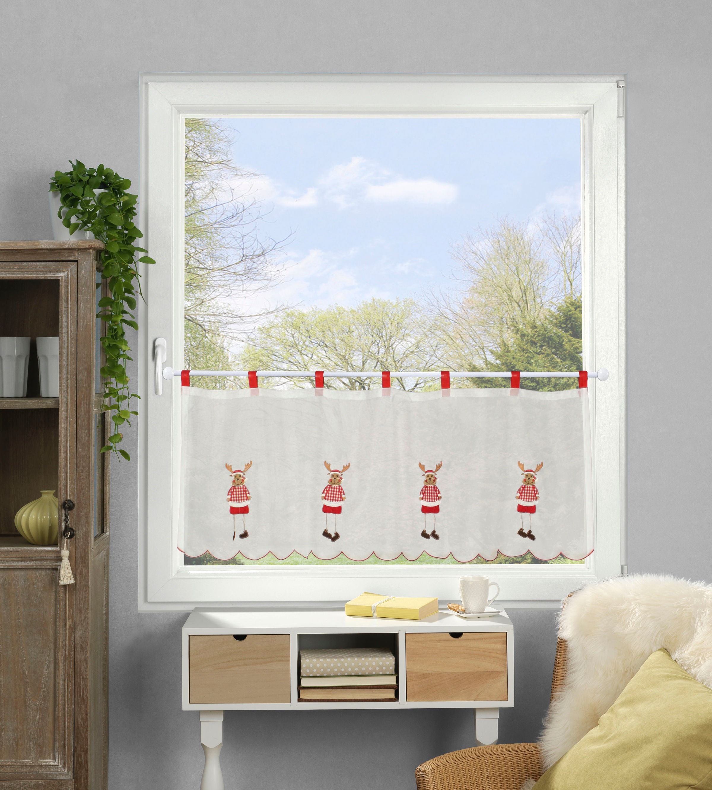 HOME WOHNIDEEN Scheibengardine "RUDOLF" Schlaufen 1 Stk. tlg. HxB: 45x120