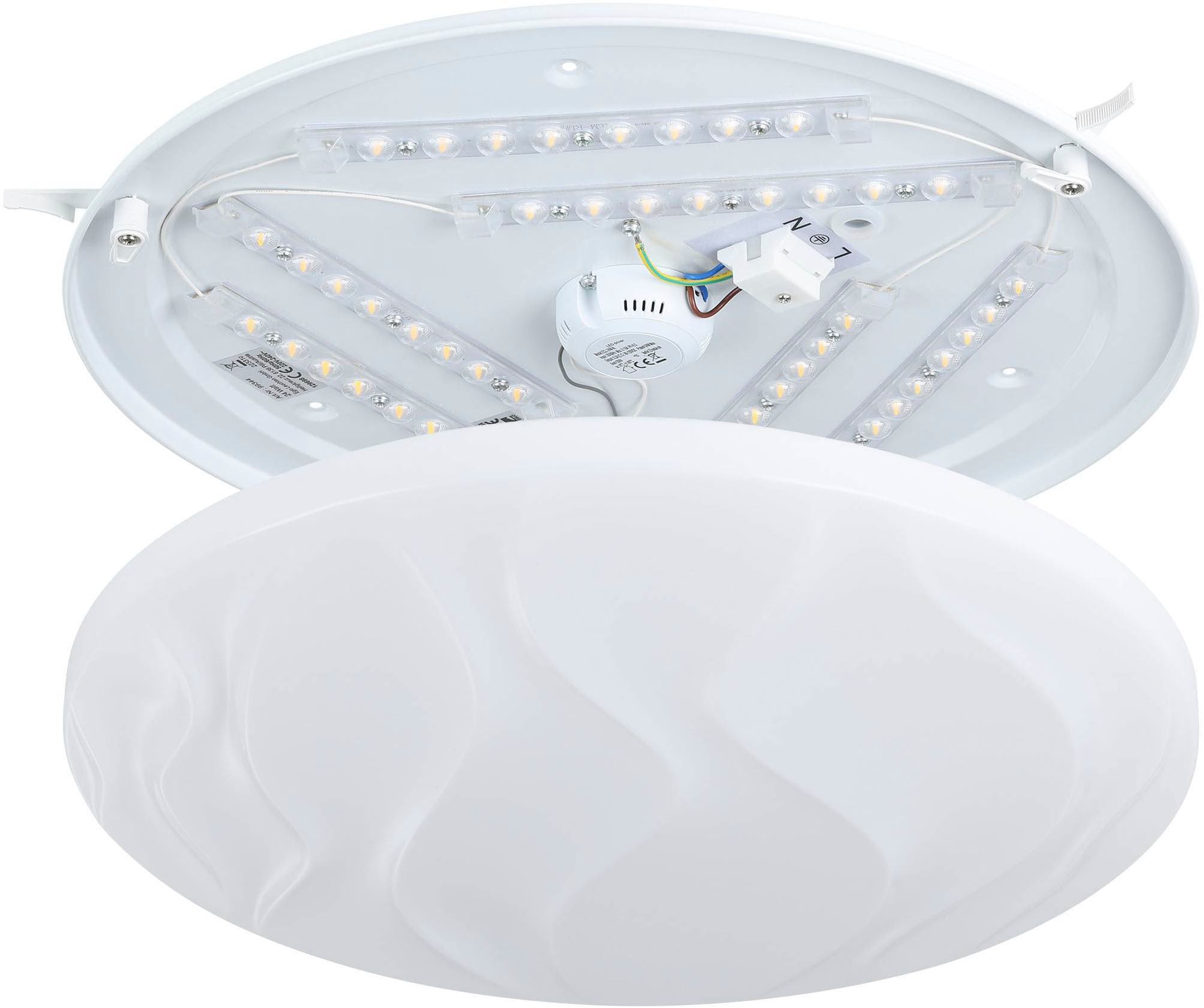 EGLO Deckenleuchte »Benariba Deckenlampe, Wandlampe aus Stahl und Kunststoff, Flurlampe« LED-Modul 1 Stk. Warmweiß Wandlampe, Deckenlampe,  Wohnzimmerlampe, Lampe, Ø 44 cm