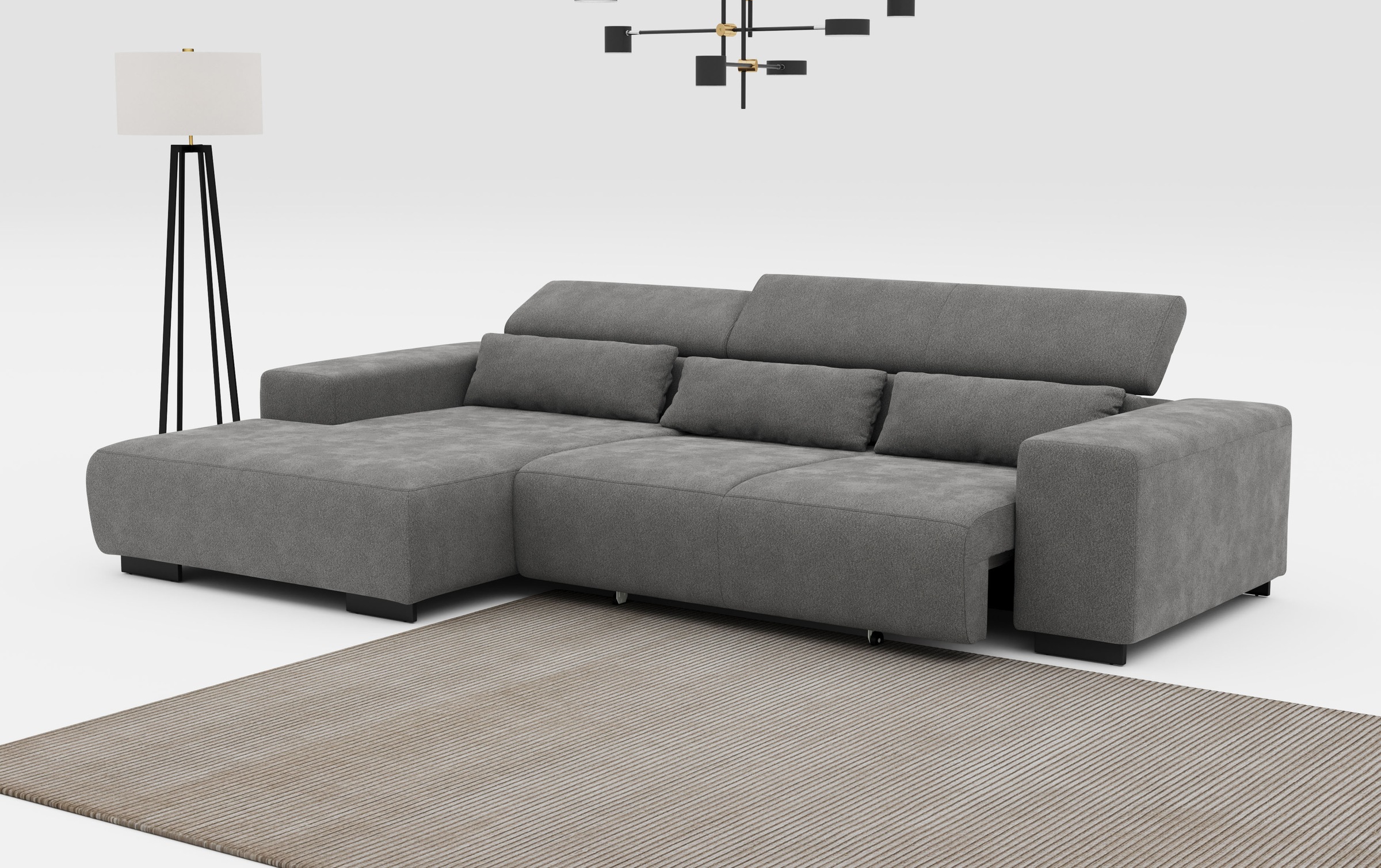 COTTA Ecksofa »Side L-Form, mit Kopfteilverstellung & 3 Nierenkissen«, optional motorische Sitztiefenverstellung