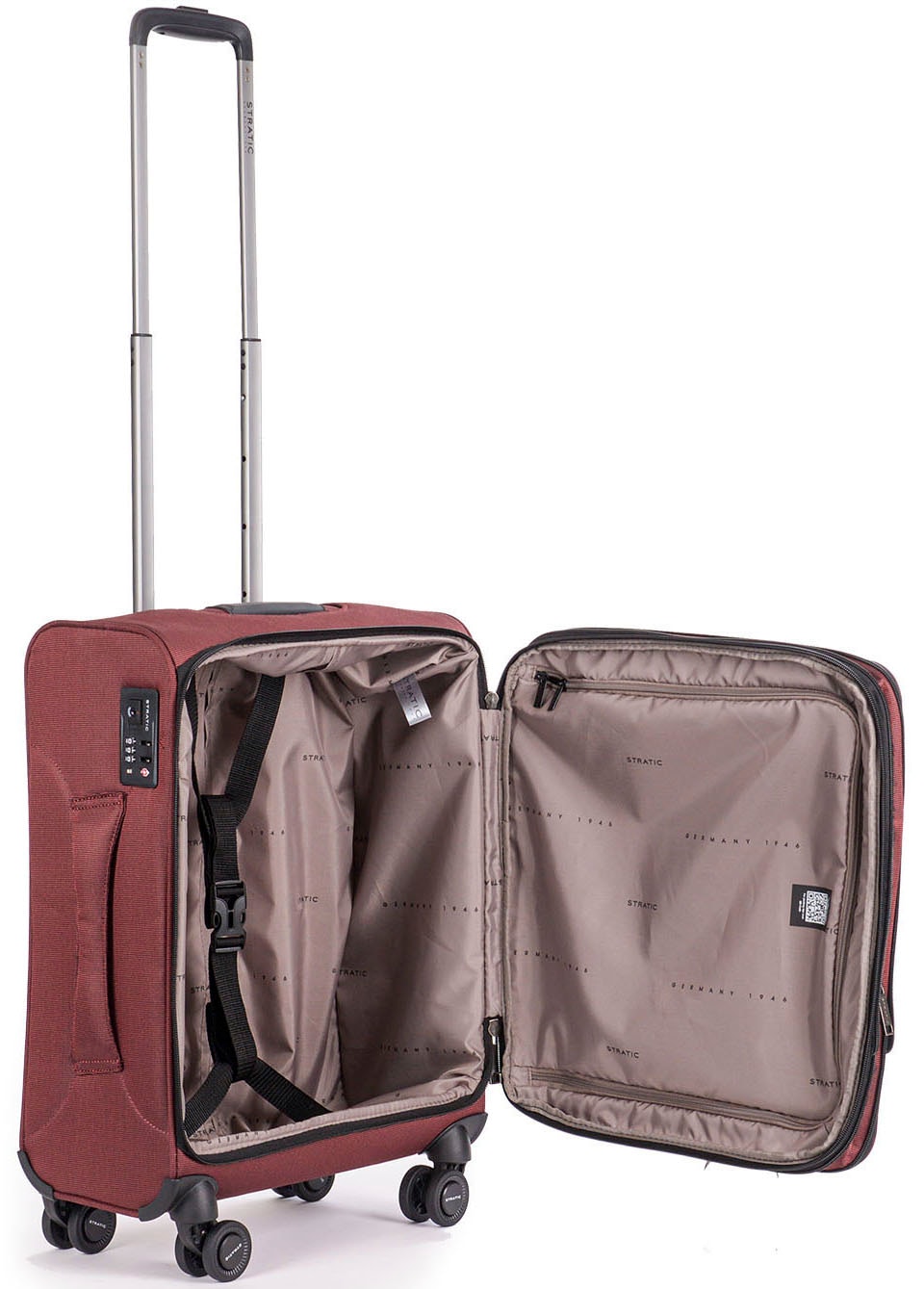 Stratic Weichgepäck-Trolley »Bendigo Light + S, redwine«, 4 Rollen, Handgepäck Reisekoffer Reisegepäck TSA-Zahlenschloss
