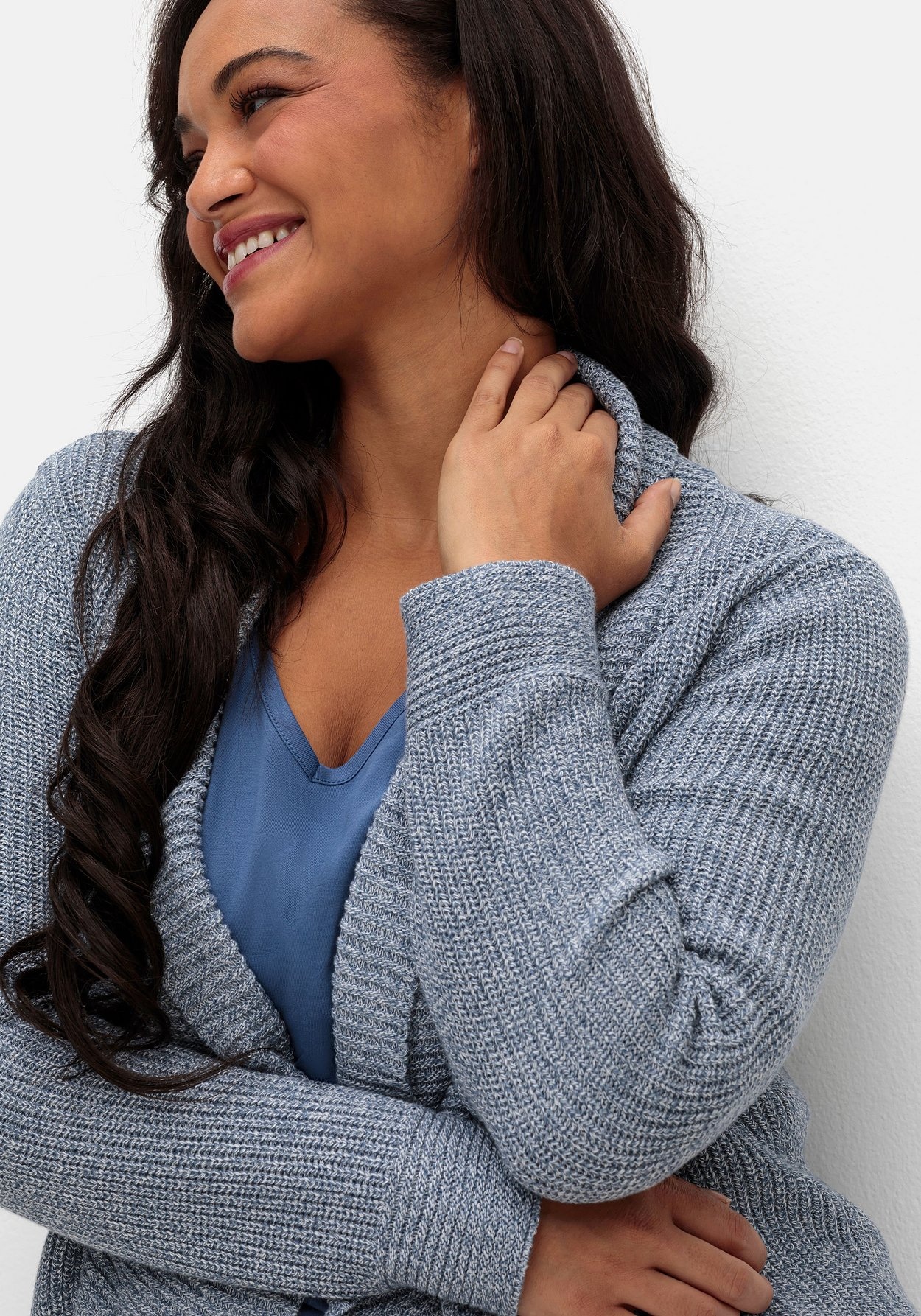 Sheego Strickjacke »Verschlusslose Strickjacke mit Schalkragen«