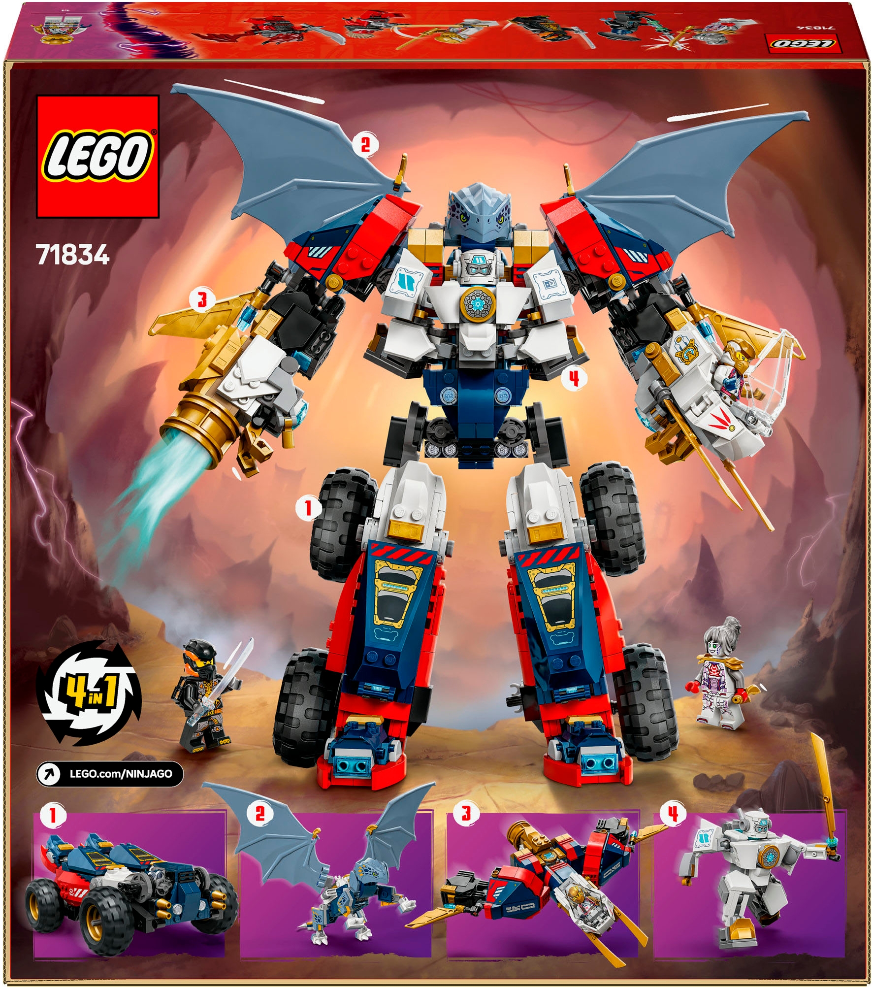 LEGO® Konstruktionsspielsteine »Zanes Ultra-Kombi-Mech (71834), LEGO Ninjago«, (1187 St.), Made in Europe