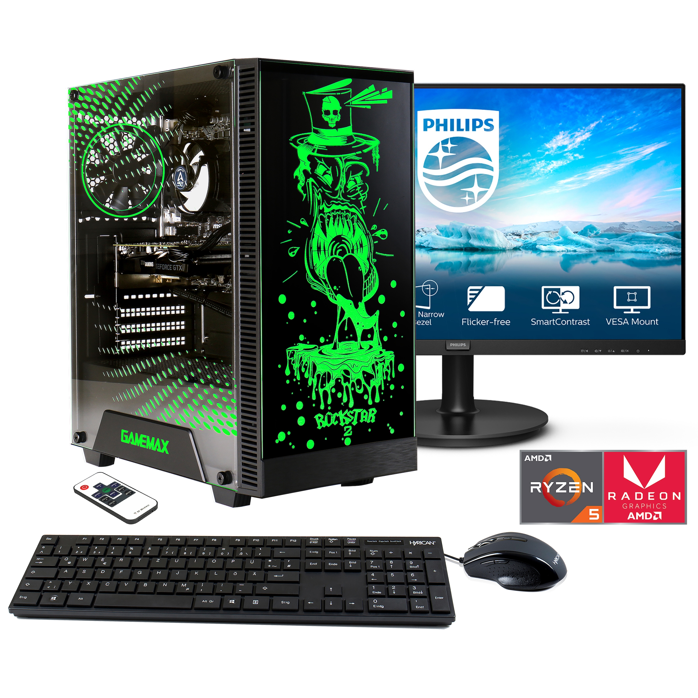 Hyrican Gaming-PC-Komplettsystem »Rockstar SET02169«, UNIVERSAL XXL Jahre Garantie Monitor 271V8LA 27\