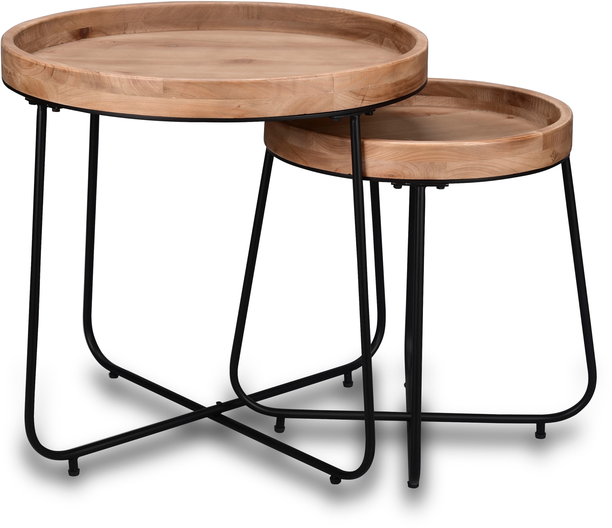 MIRRORS AND MORE Beistelltisch »Jette« 1 Stk. tlg. hochwertige Echtholzplatte