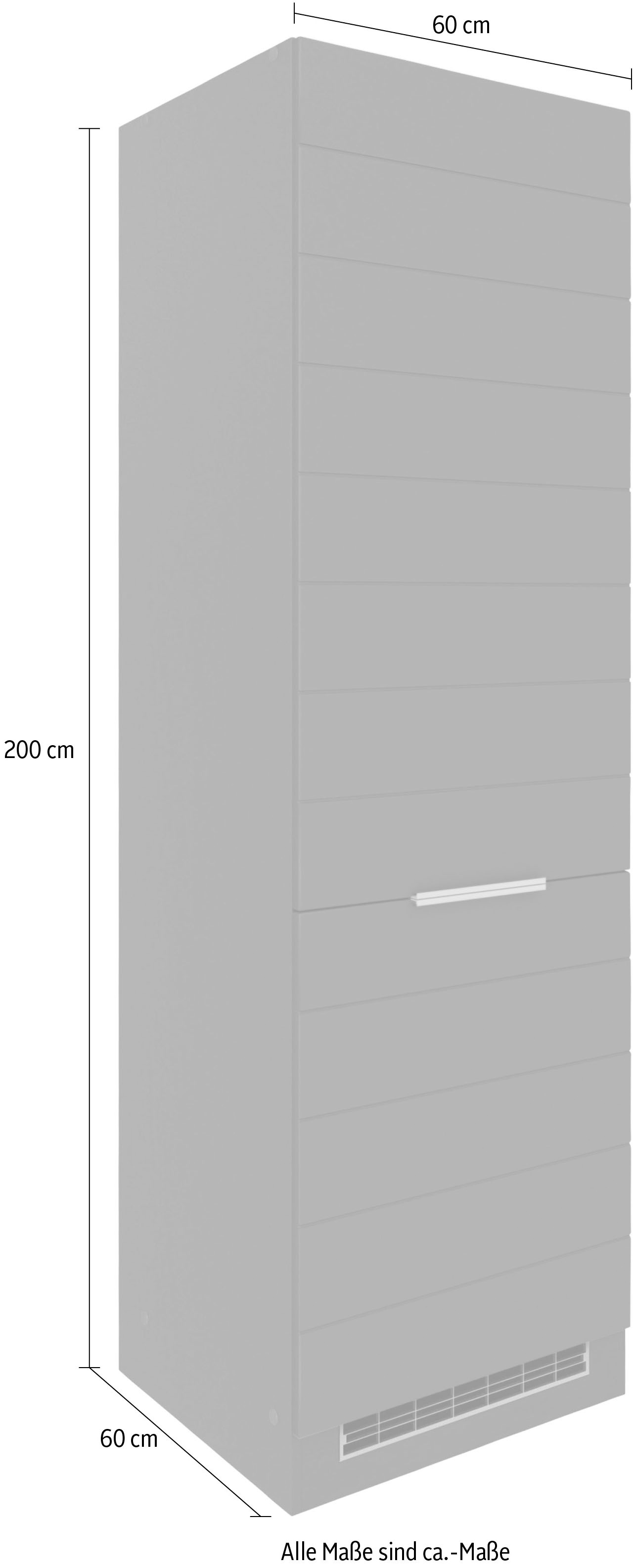 KOCHSTATION Kühlumbauschrank »KS-Luhe«, 60 cm breit, hochwertige MDF-Fronten mit waagerechter Lisene