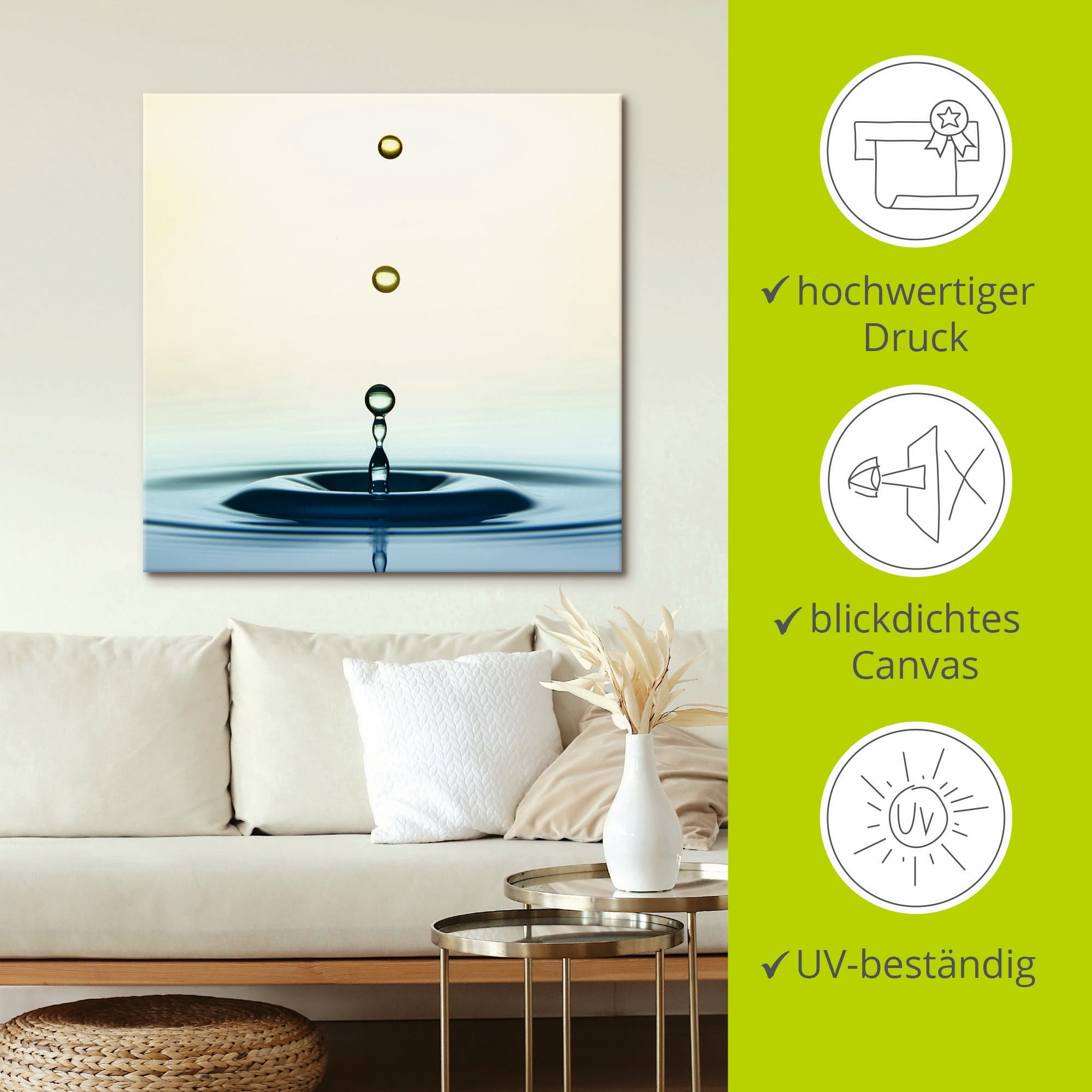 Artland Wandbild »Tropfen«, Zen, (1 St.), als Leinwandbild, Wandaufkleber in verschied. Größen