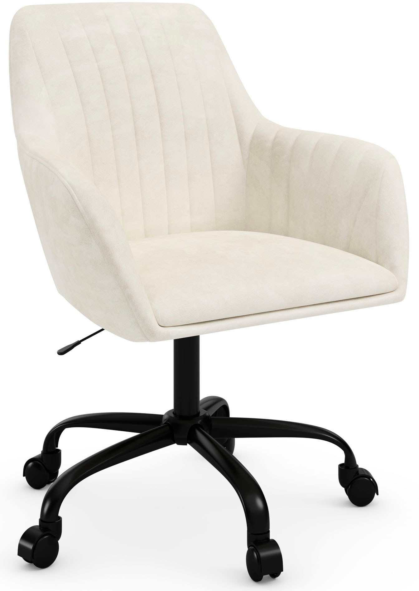 OTTO home Bürostuhl "Perry2" () eleganter Samtstuhl, schwarzes Drehkreuz,Polsterung in Längsnaht-Optik