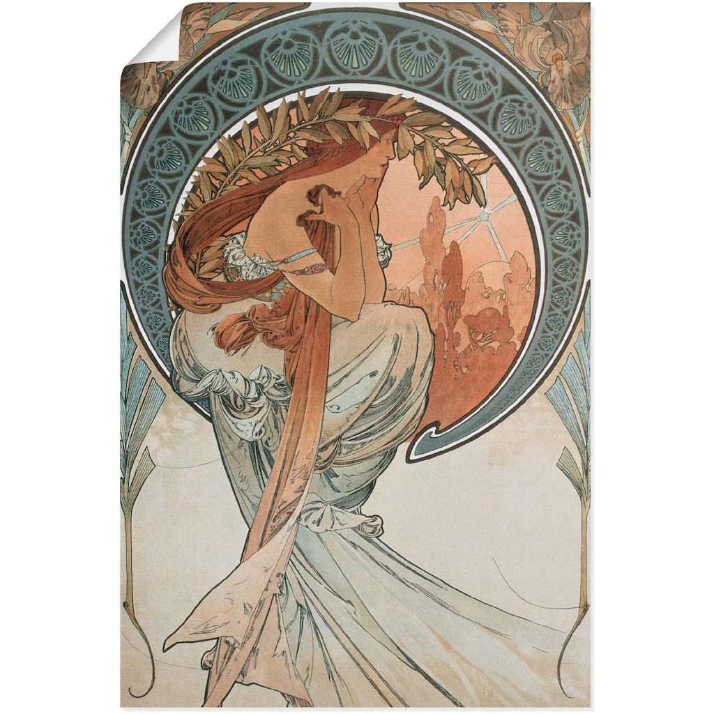 Artland Kunstdruck »Vier Künste: Die Poesie. 1898«, Frau, (1 St.), als Alubild, Leinwandbild, Wandaufkleber oder Poster in versch. Größen