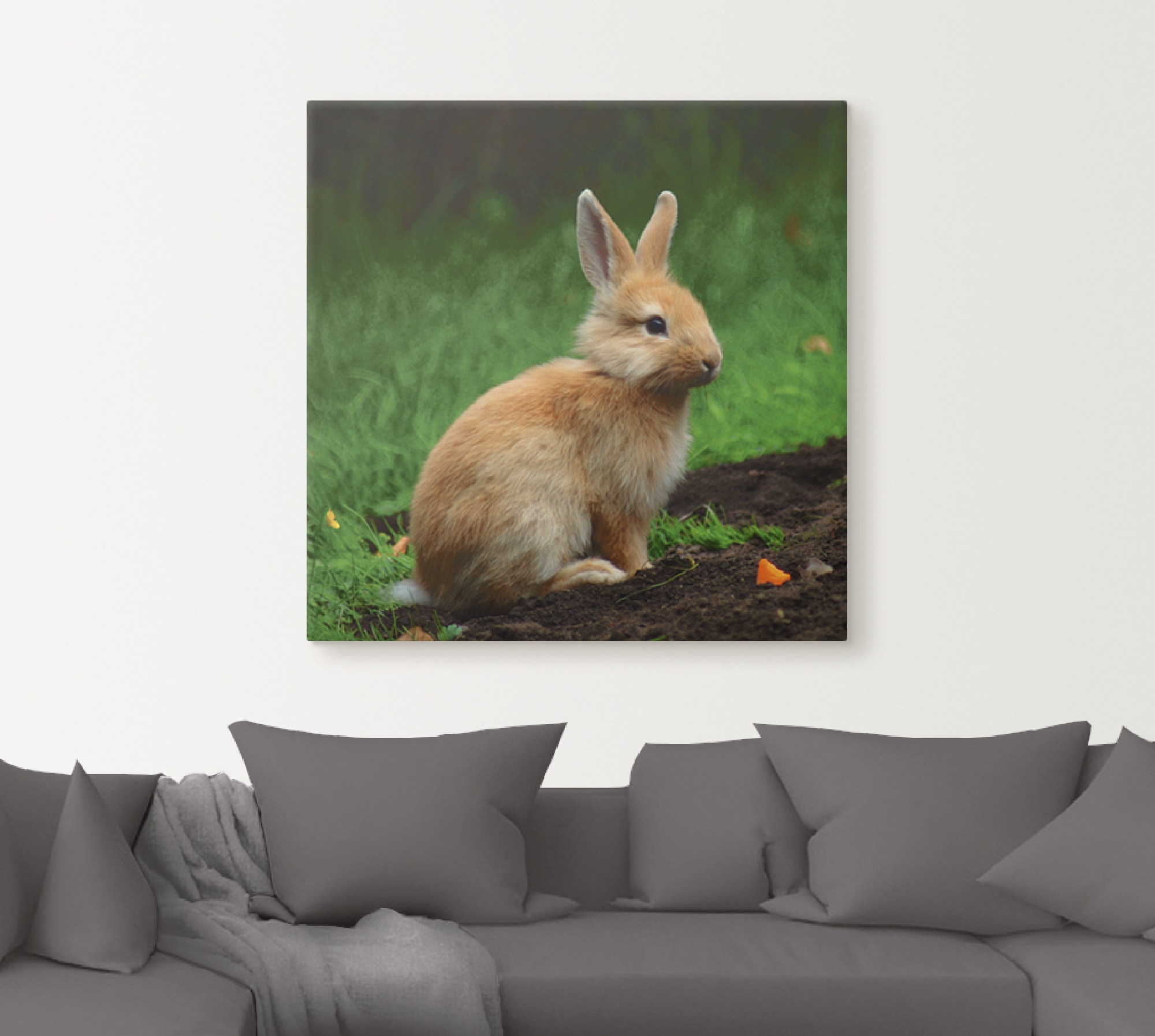 Artland Wandbild »Zwergkaninchen im Grünen«, Wildtiere, (1 St.), als Alubild, Leinwandbild, Wandaufkleber oder Poster in versch. Größen