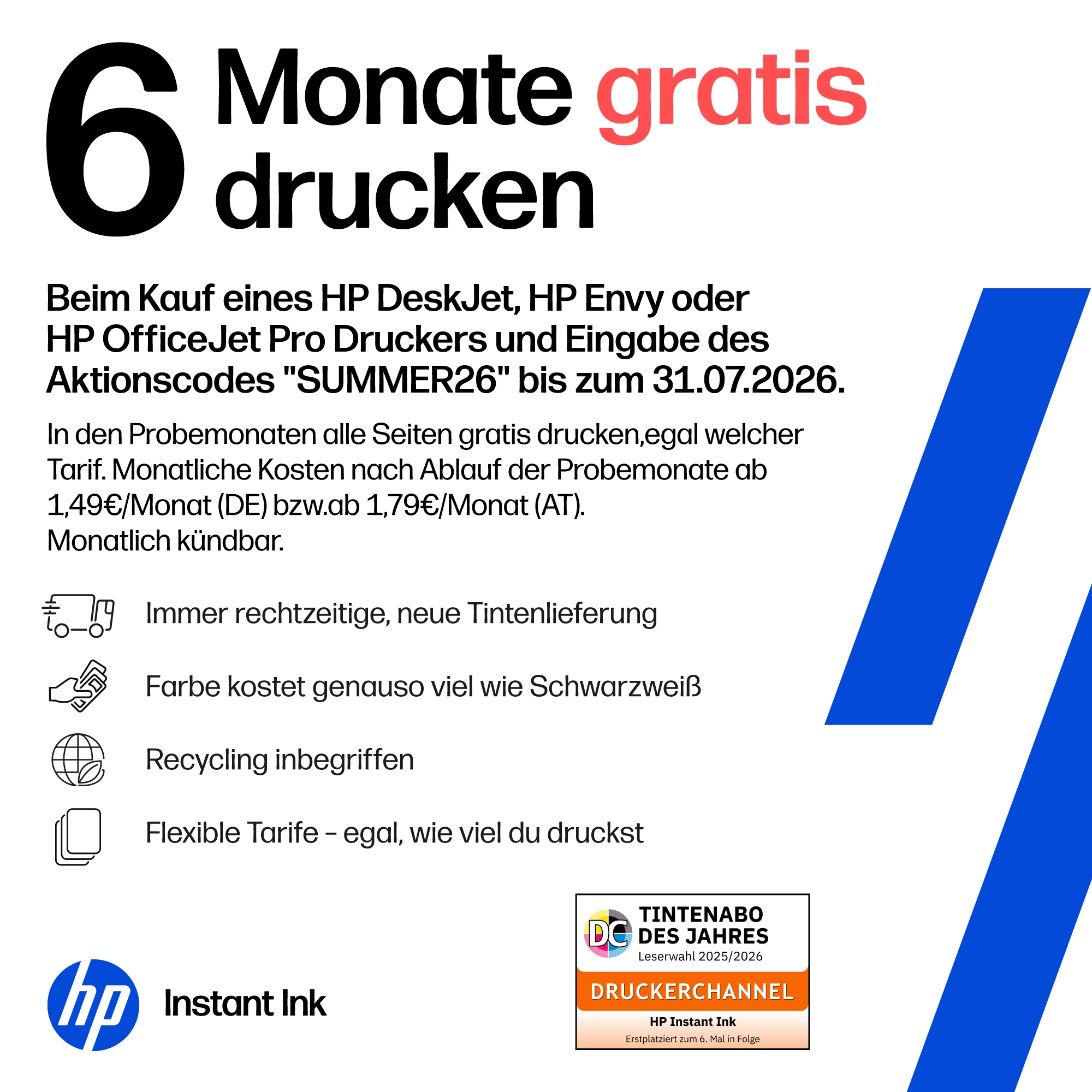 HP Multifunktionsdrucker »Envy Photo 7230 (B63JVB)« 6 Probemonate HP Instant Ink erhalten bis 31.07.2026