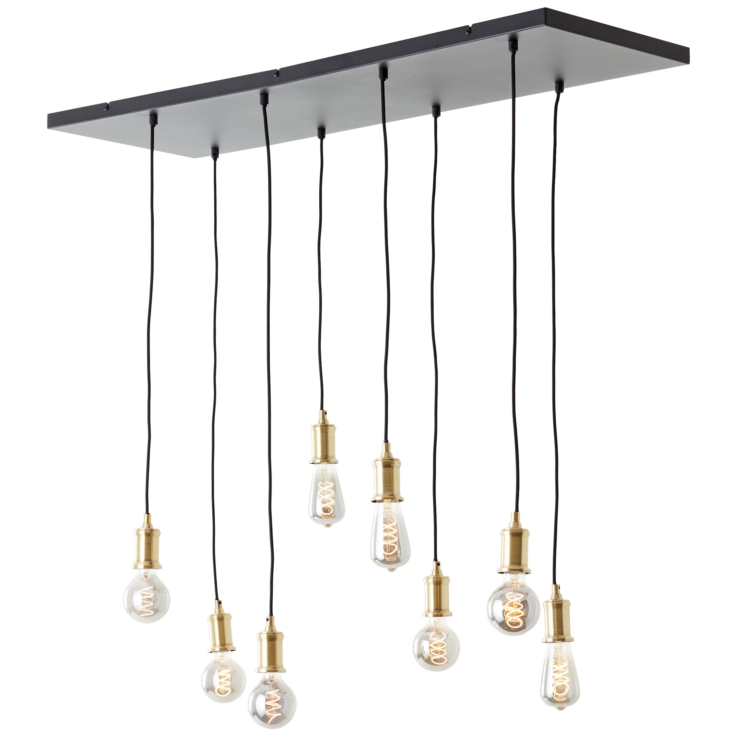 Brilliant Pendelleuchte »Darcia« E27 1 Stk. 133 x 35 x 110 cm, 8 x E27, kürzbar, Metall, messingfarben/schwarz