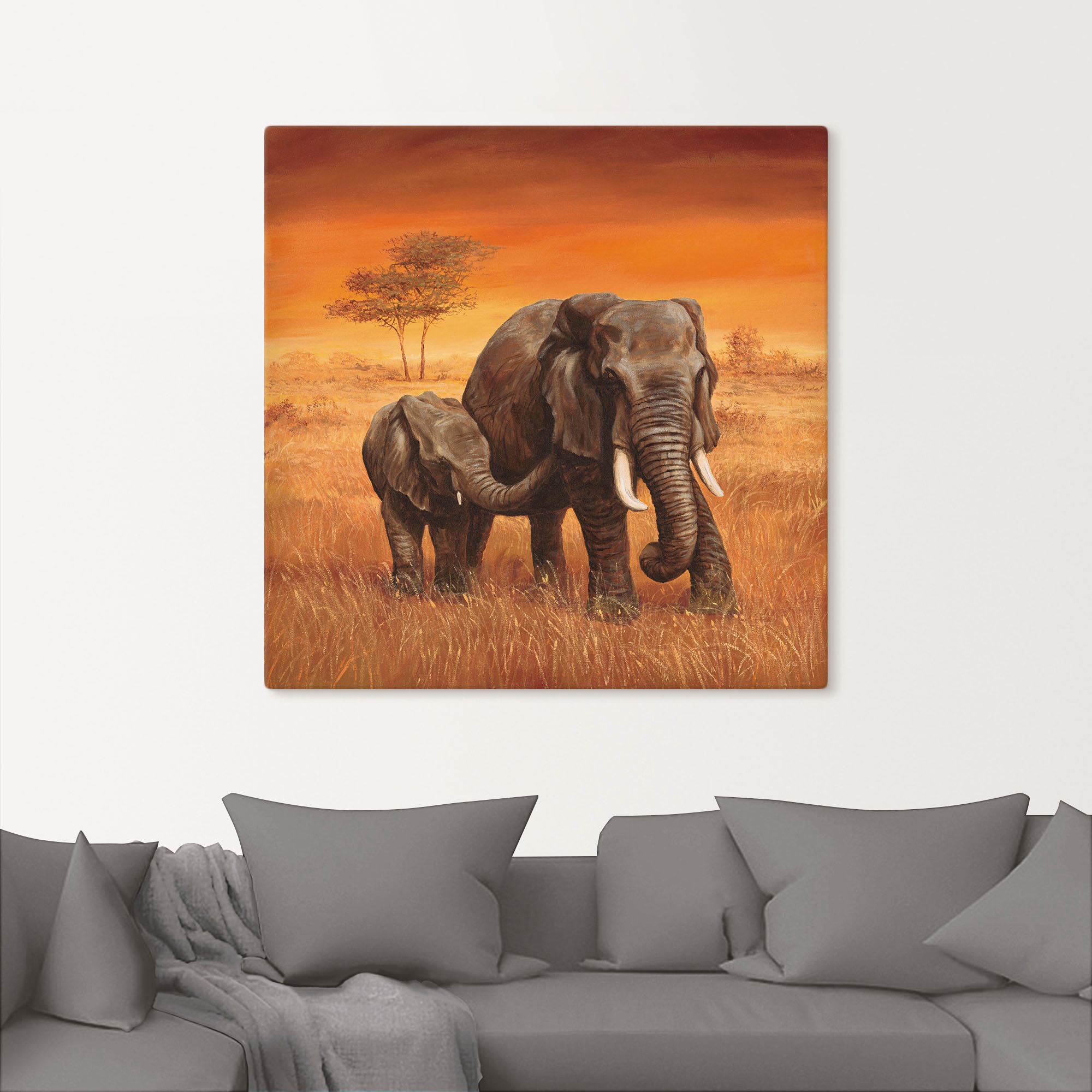 Artland Leinwandbild »Elefanten II« Wildtiere 1 Stk. tlg. als Alubild, Outdoorbild, Leinwandbild, Poster, Wandaufkleber