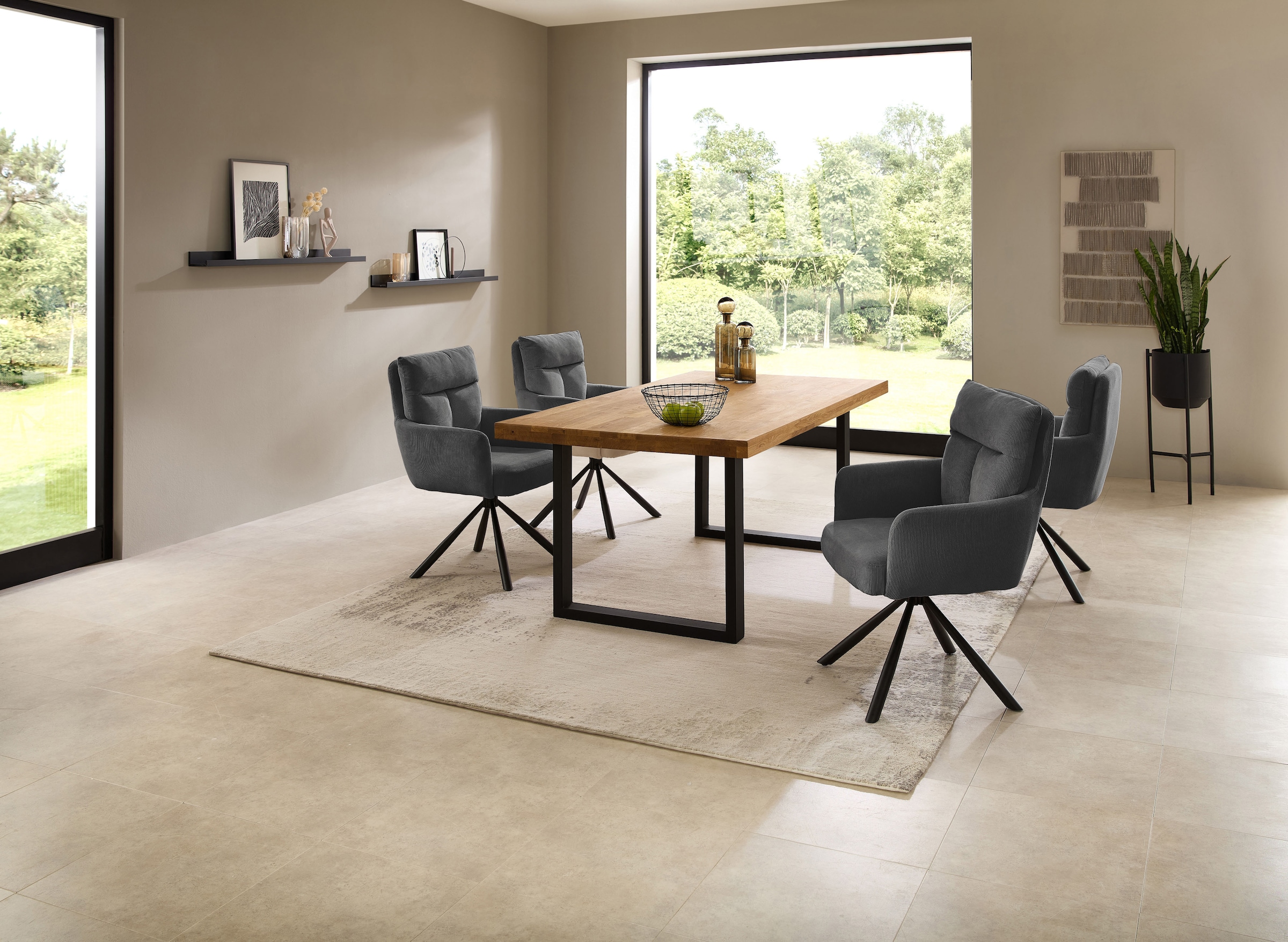 Stolkom Esstisch »Chris Esszimmertisch Eiche Massivholz, BxHxT 110x47x70 cm« Gerade Kante, Industrial Style Eiche Massivholz