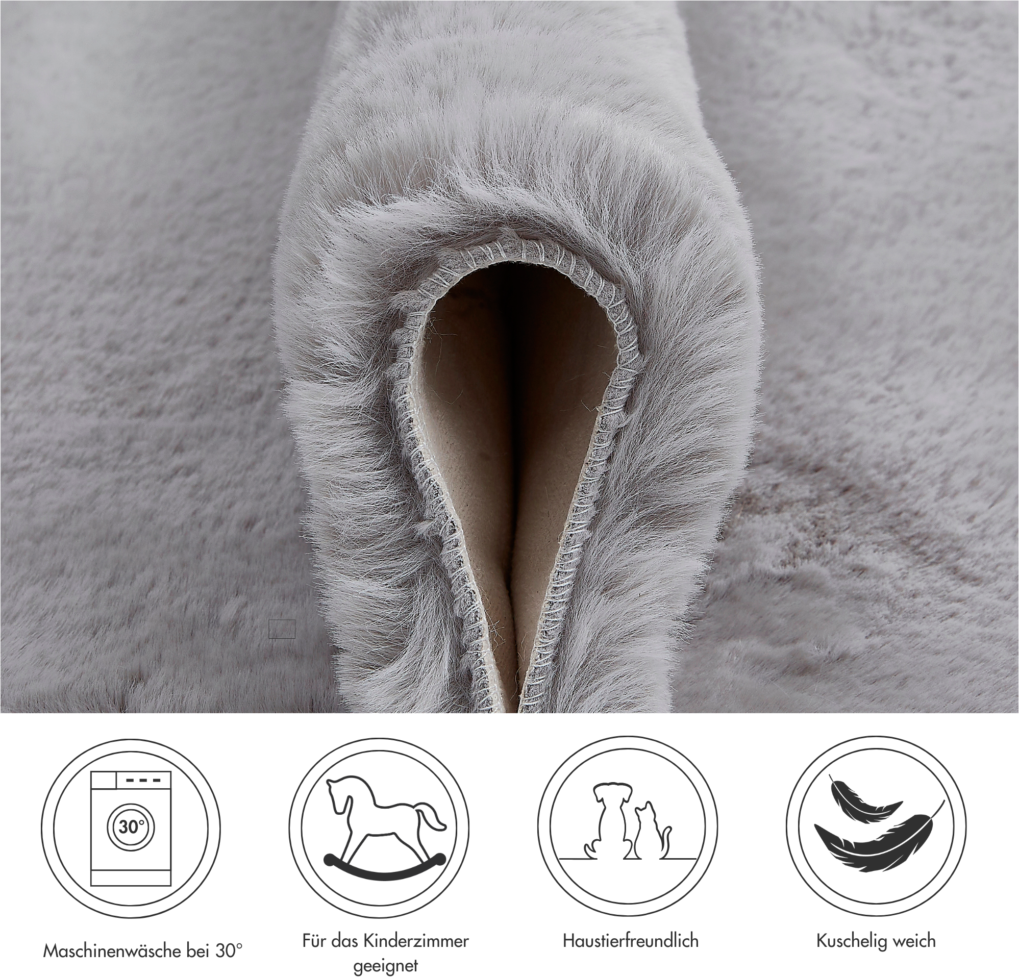 my home Fellteppich »Lugano« fellförmig 30 mm Höhe Kunstfell, Uni Farben, weich & kuschelig, auch als 2er Set erhältlich