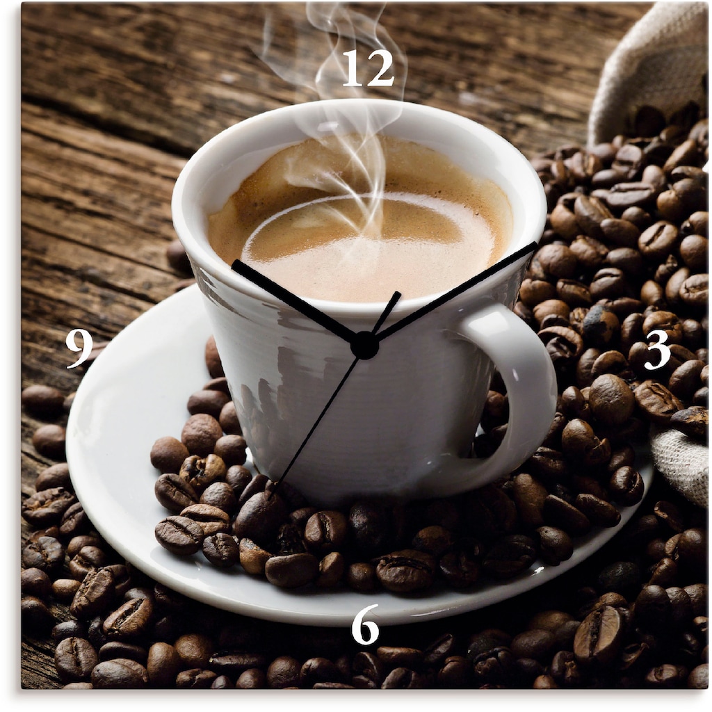Artland Wanduhr »Heißer Kaffee - dampfender Kaffee«
