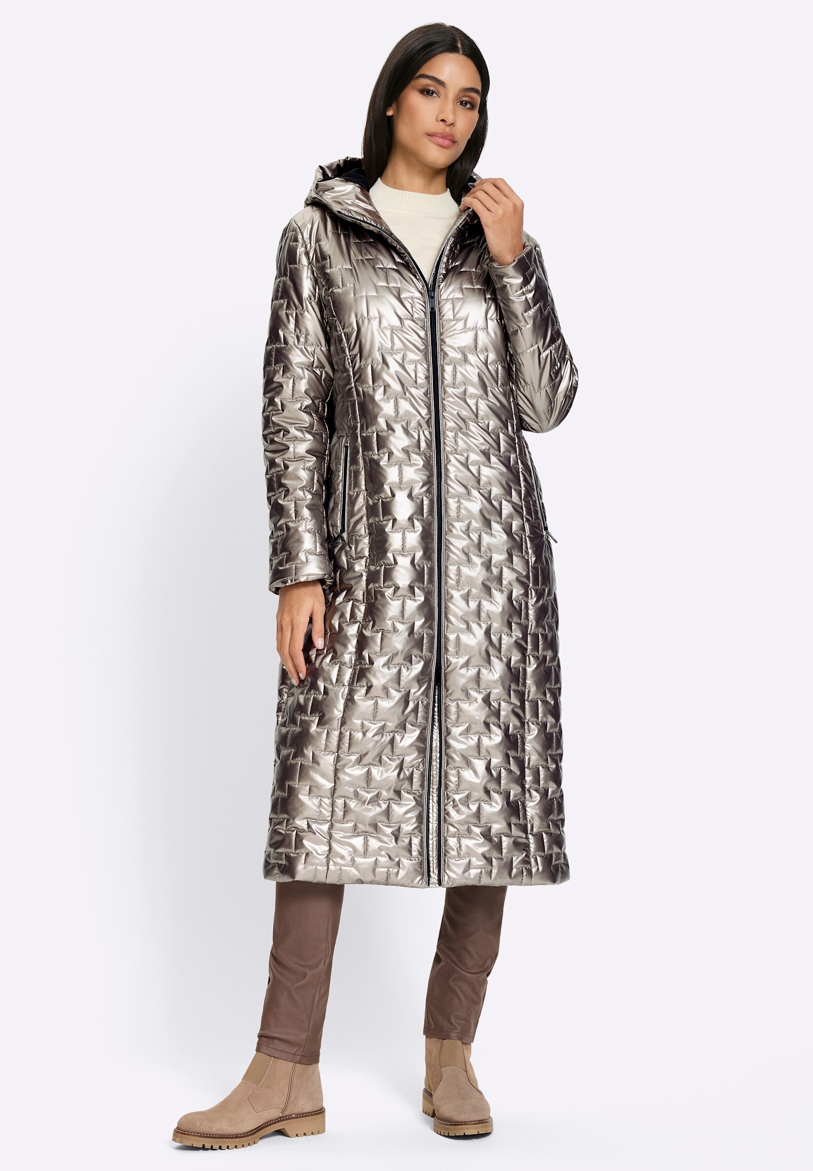 heine Steppjacke »Steppmantel Steppmantel in Glanz-Optik« mit Kapuze