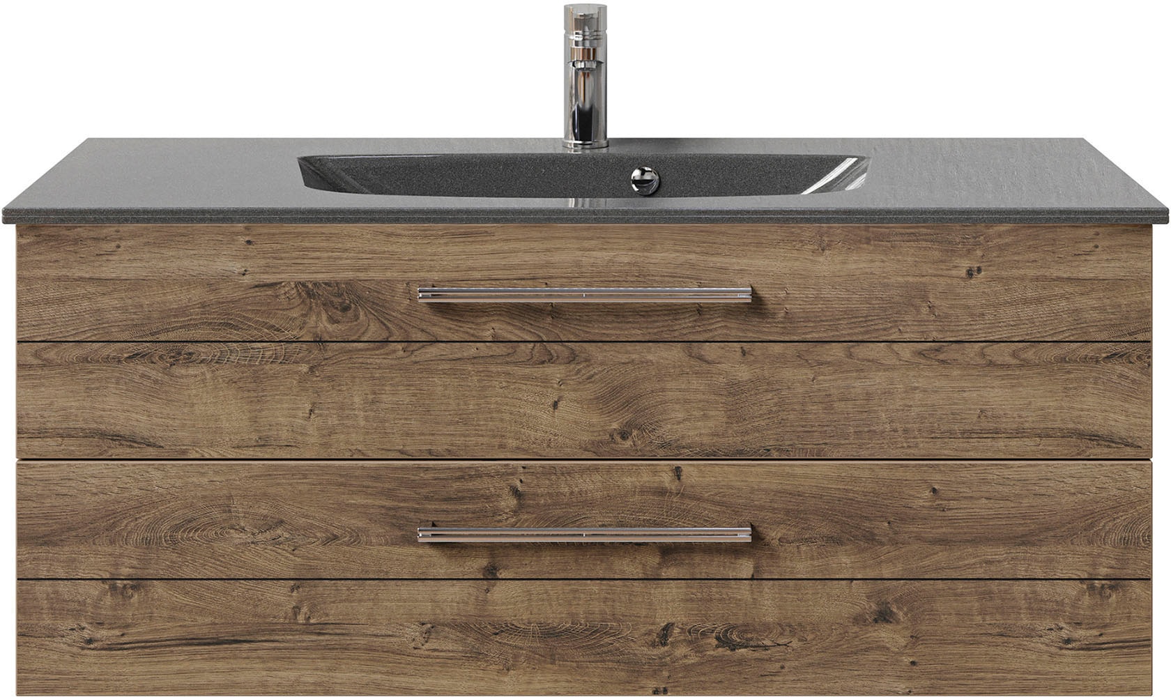 Saphir Waschtisch »Serie 6025 Mineralmarmor-Waschtisch mit Unterschrank, 117 cm breit«, Waschplatz mit 2 Schubladen, hängend, verschiedene Ausführungen