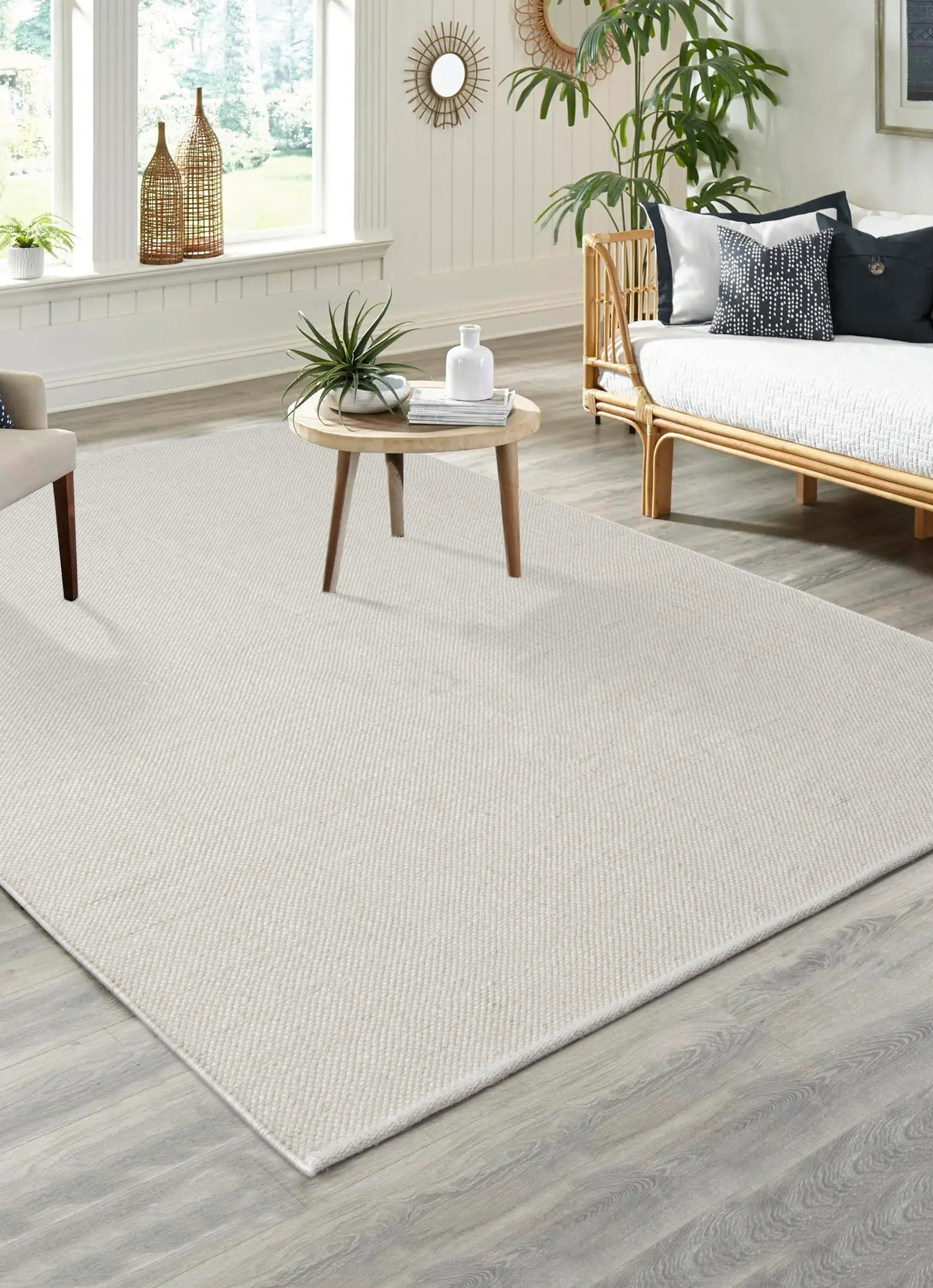 the carpet Teppich »Boho Nature Wool«, rechteckig, Natur Wool Handgewebter Wollteppich skandinavischen Boho-Look