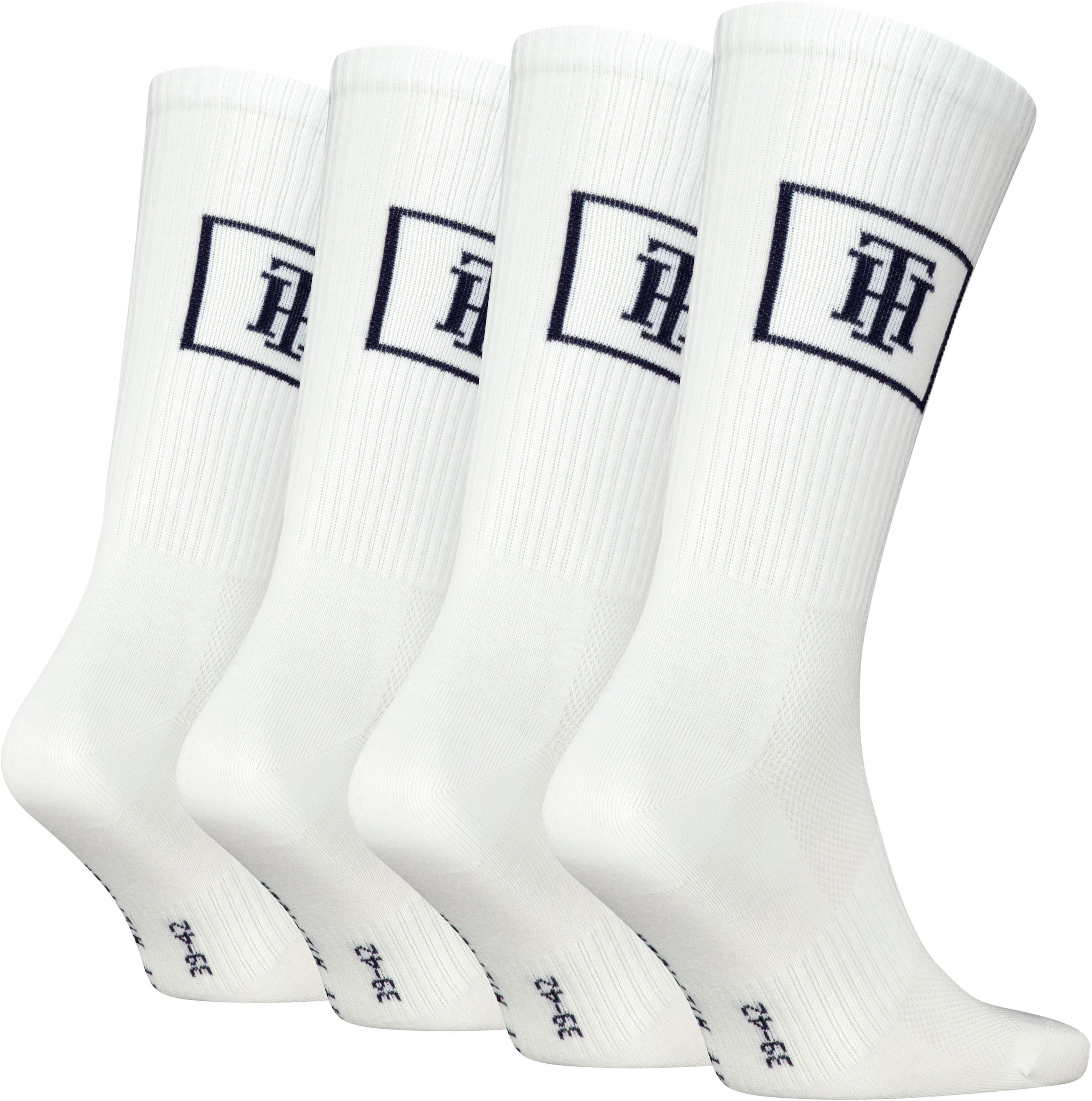 Tommy Hilfiger Sportsocken »CREW SOCK MONOGRAM LOCKER ROOM«, (4 Paar), mit Mesh-Front für Atmungsaktivität