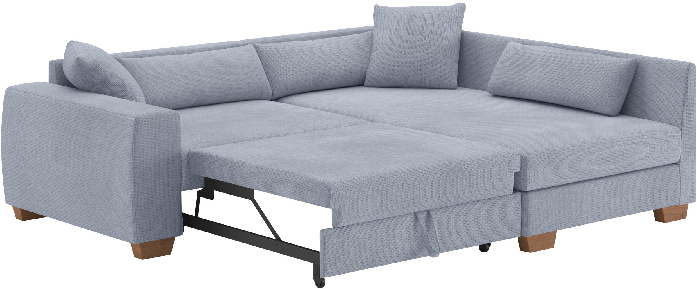Mr. Couch Ecksofa »Hilla L-Form, bis 140 kg belastbar«, mit Taschenfederkern, wahlweise mit Bettfunktion