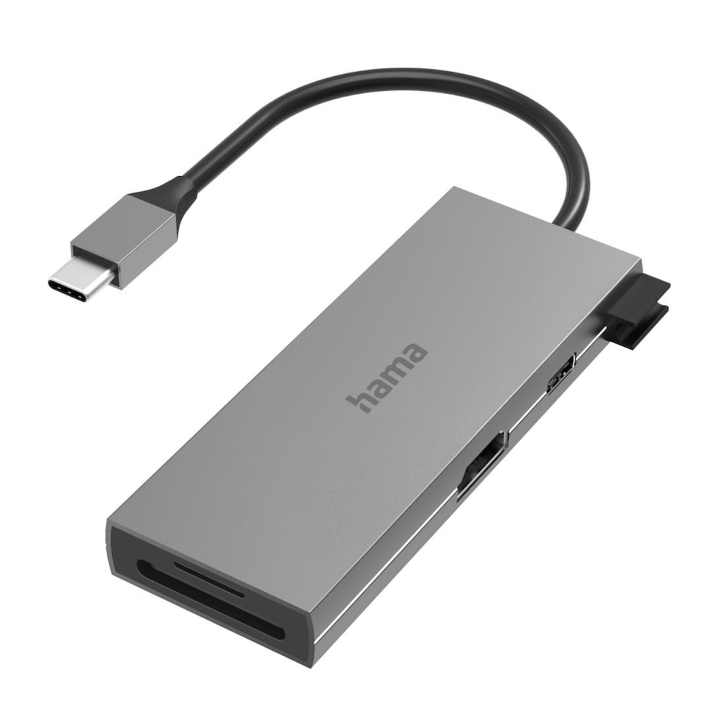 Hama USB-Adapter »USB-C Multiport Hub Laptop mit 6 Ports, USB-A, USB-C, HDMI, SD microSD«, USB-C zu USB Typ A-USB Typ C-HDMI-SD-Card, 15 cm