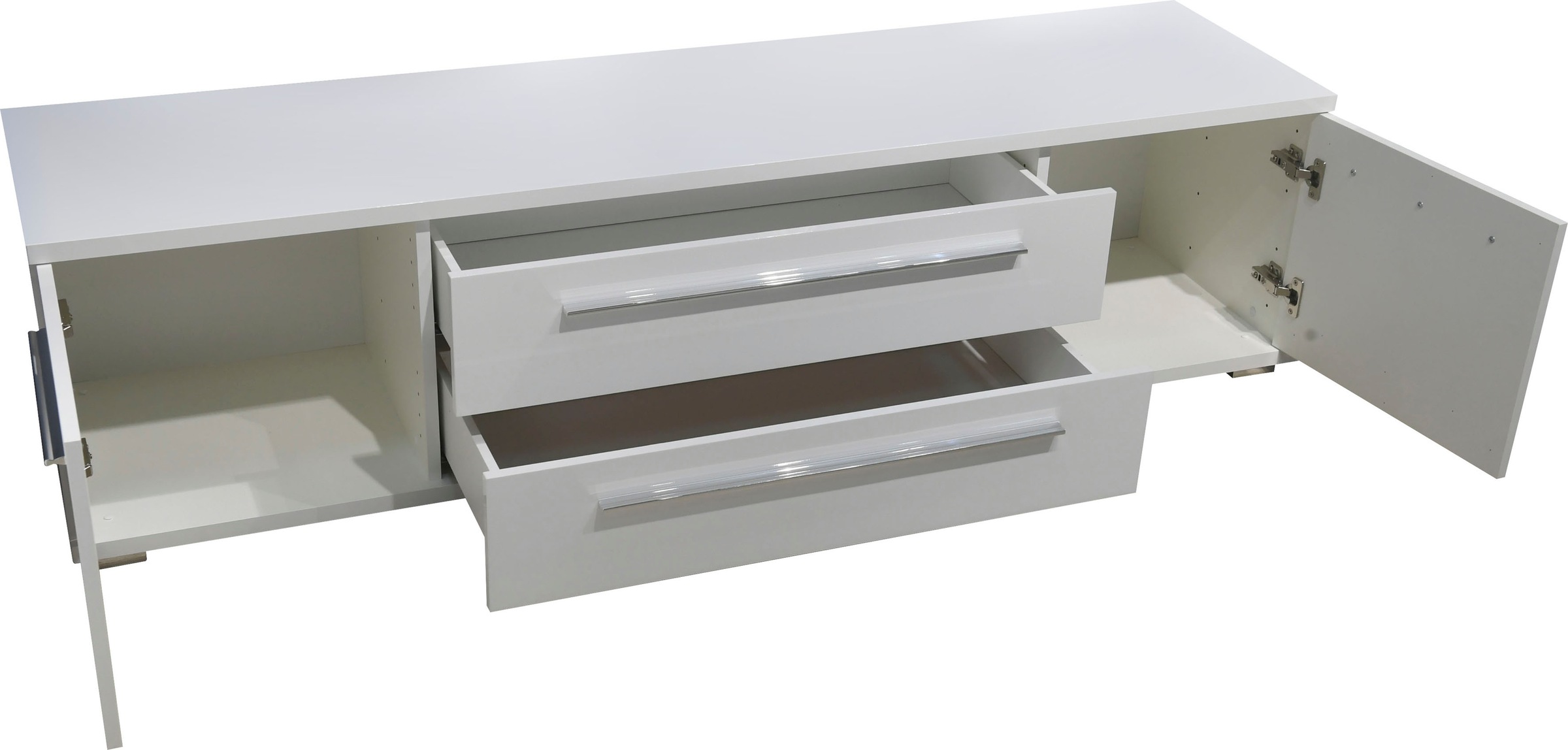 Places of Style Lowboard »Piano TV-Kommode Breiten 165 und 180 cm Soft-Close-Funktion«, Hochglanz UV-lackiert, Br 180 cm mit versch. Tür- und Schubkastenmaße
