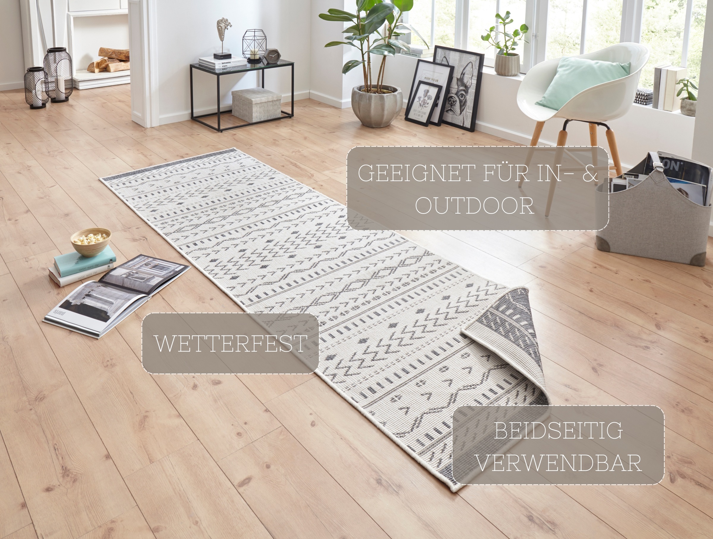 HANSE Home Teppich »Kuba Wendeteppich« rechteckig 5 mm Höhe In-& Outdoor, Wetterfest, Balkon, Läufer, Wohnzimmer, Wasserfest