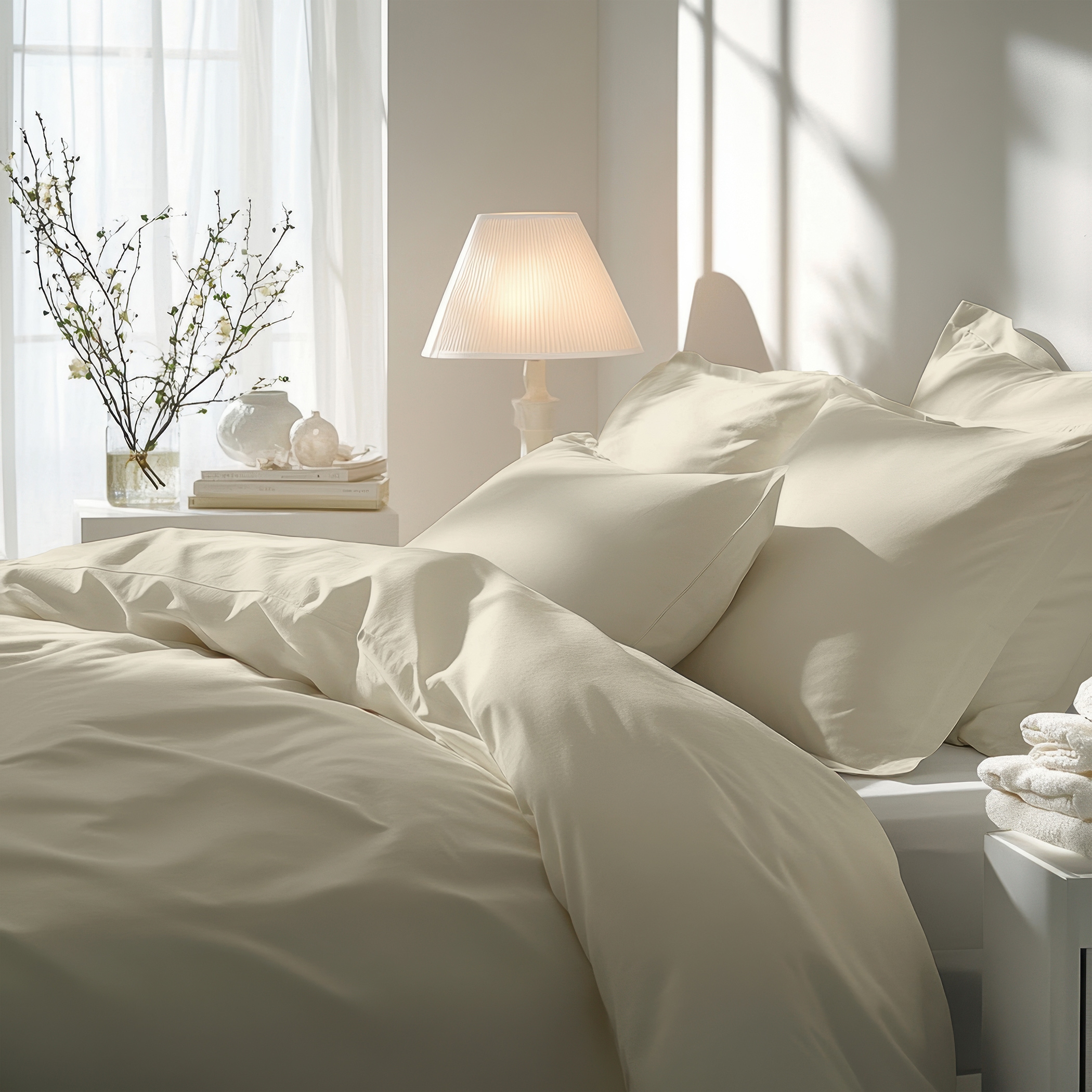 Florella Bettwäsche »Uni ivory Edel-Satin,  100% Baumwolle«