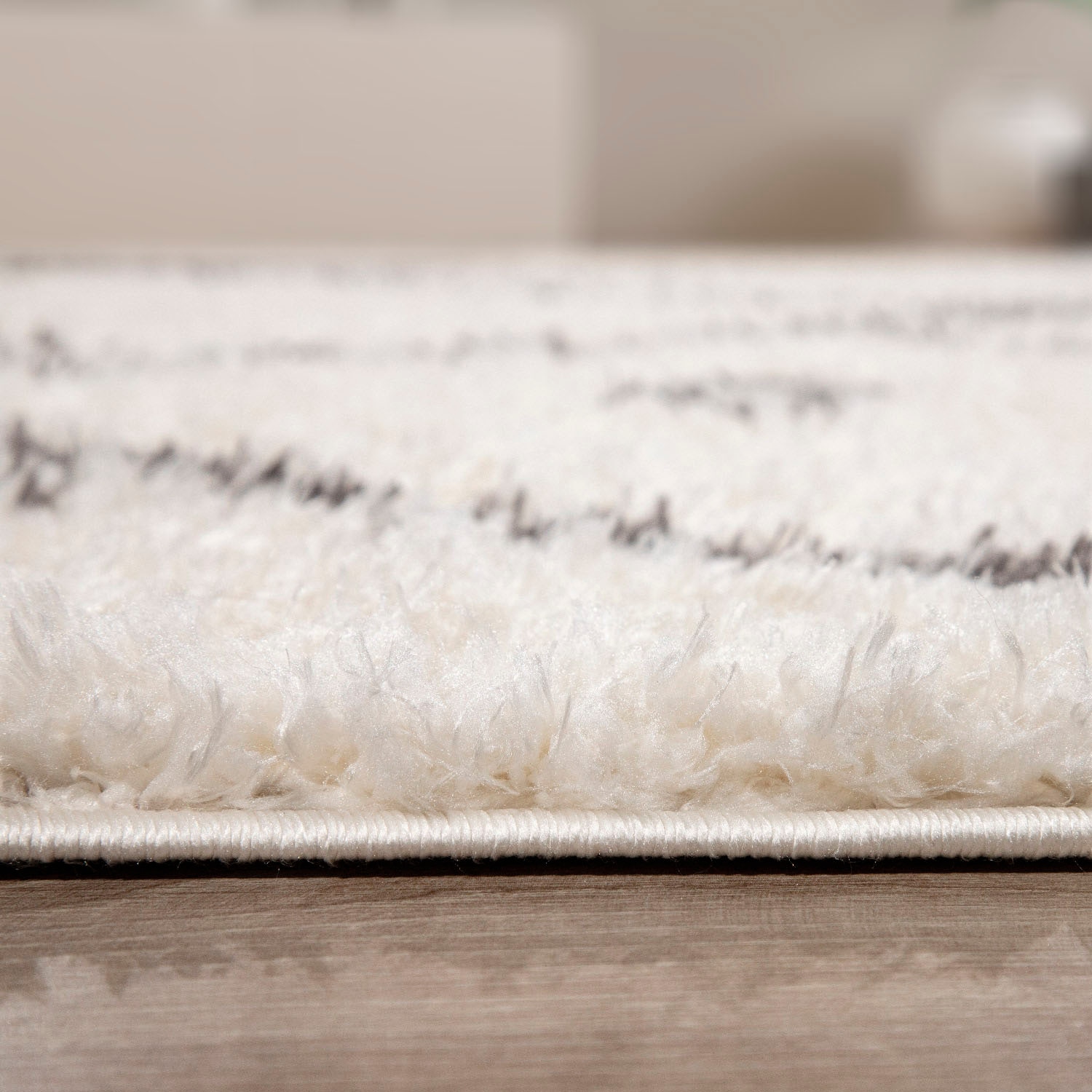 Paco Home Hochflor-Teppich »Orebro 171«, rechteckig, 44 mm Höhe, modernes Rauten Muster, besonders weich & kuschelig, mit Fransen