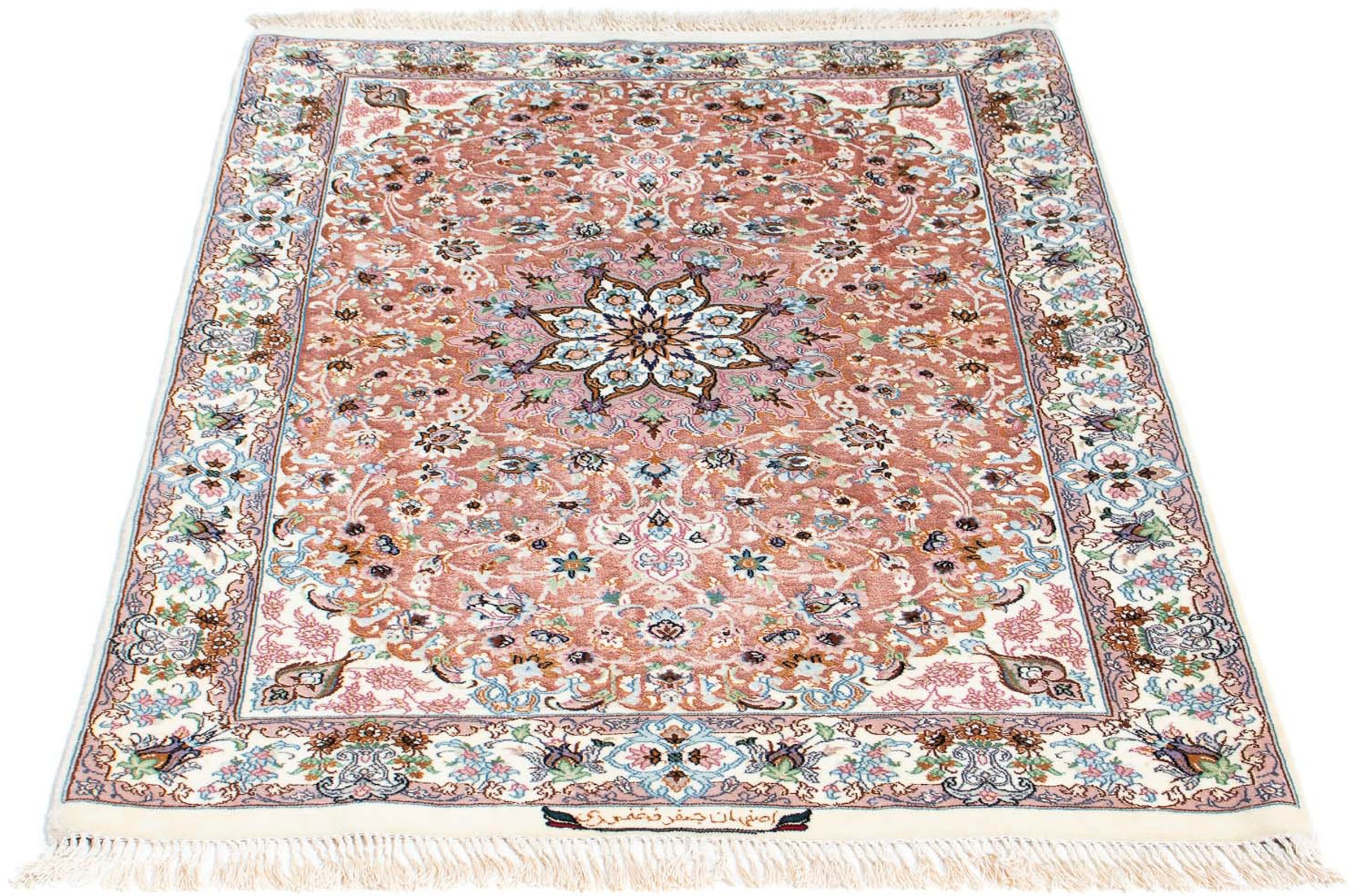 Orientteppich »Perser - Isfahan - Premium - 118 x 84 cm - rosa«, rechteckig, 6 mm...