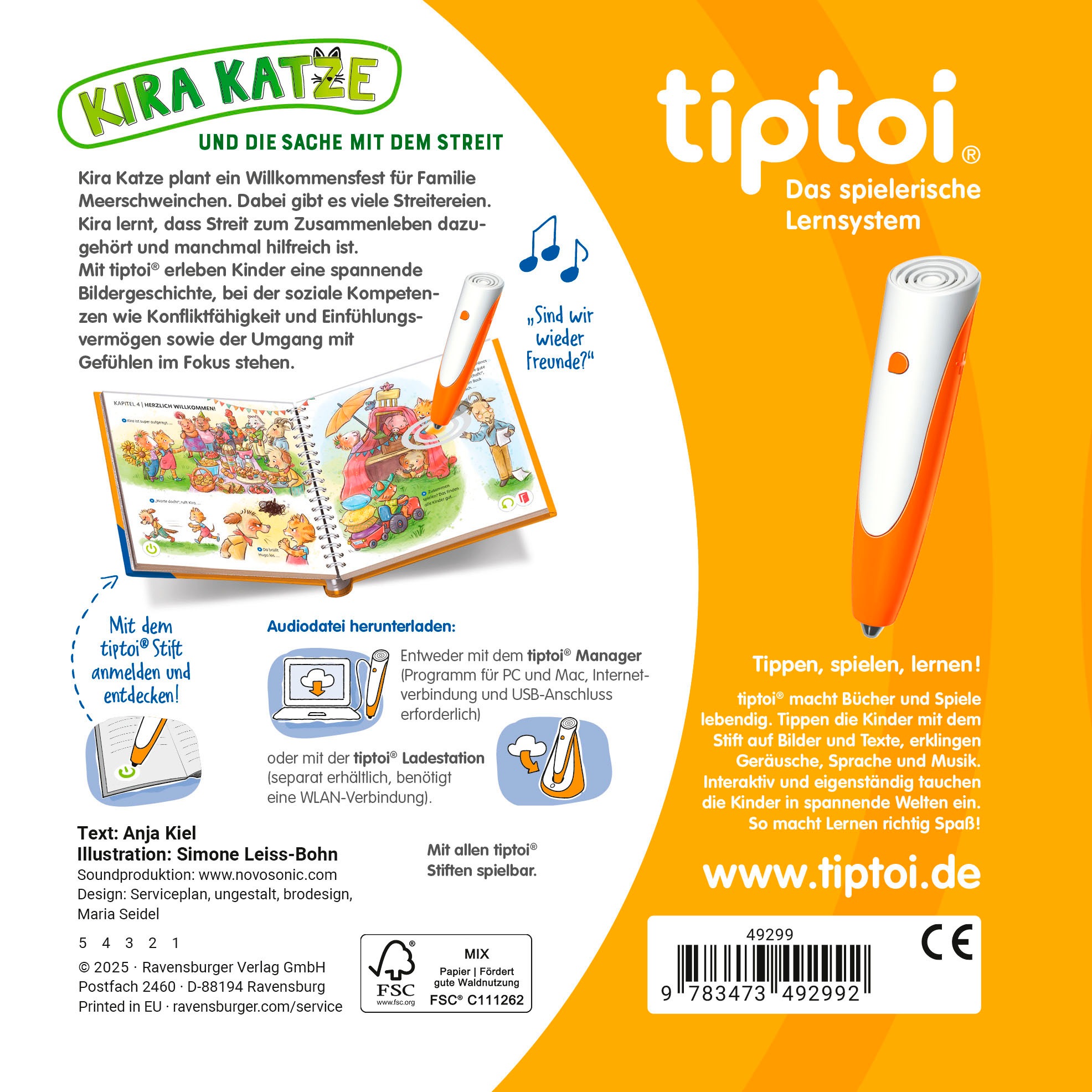 Ravensburger »tiptoi® Bildergeschichten über den Umgang mit Gefühlen« - Kira Katze und die Sache mit dem Streit; Made in Europe