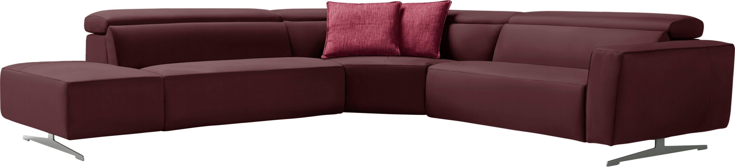 Egoitaliano Ecksofa »Stefanie-e, Designsofa der Extraklasse, bequem mit hohem Sitzkomfort«, mit Relaxfunktion und verstellbaren Kopfteilelementen