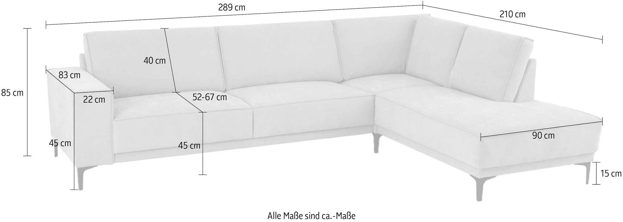 Places of Style Ecksofa »Oland«, L-Form, im zeitlosem Design und hochwertiger Verarbeitung