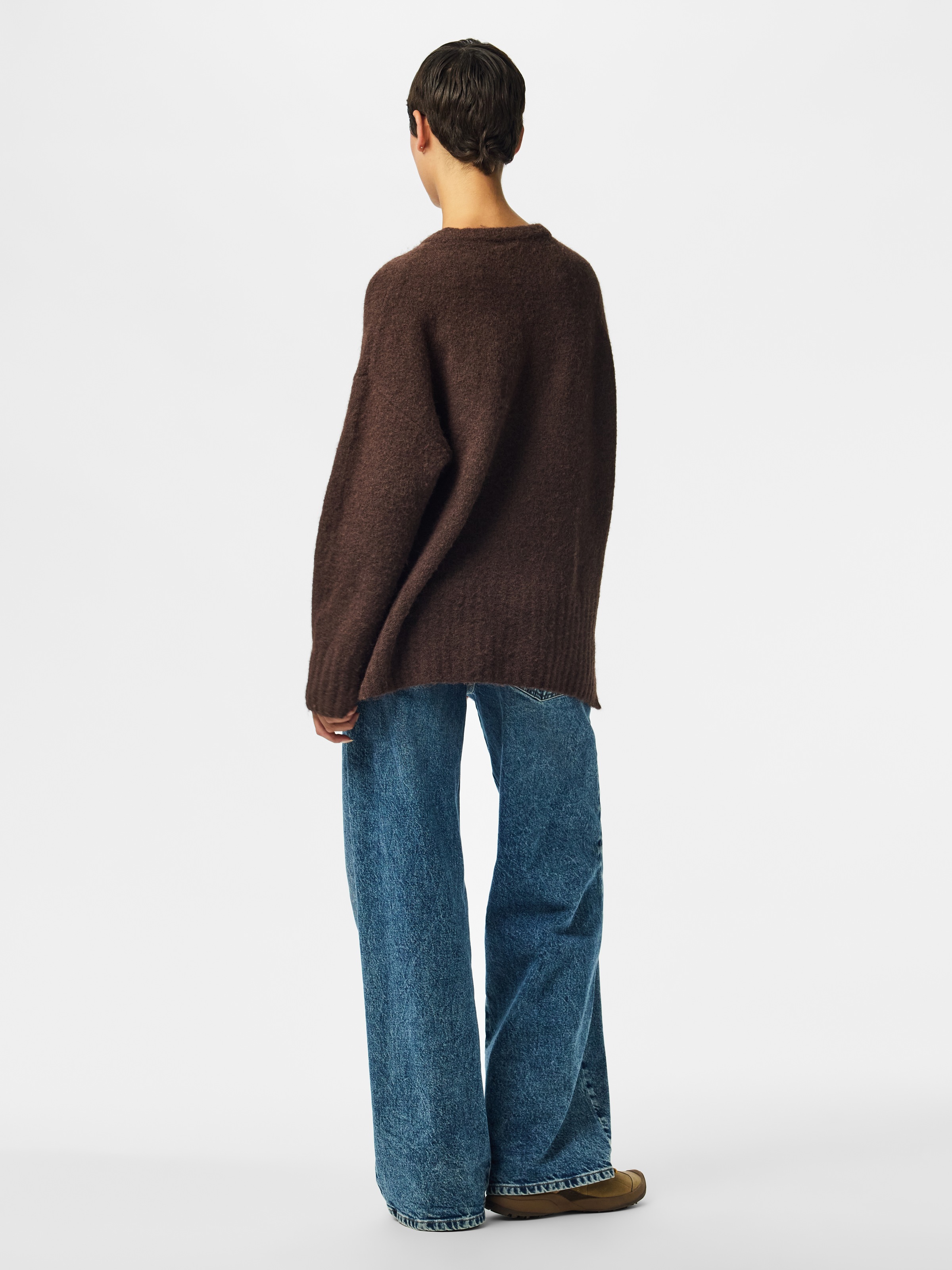 pieces Strickpullover »PCTINA LS O-NECK KNIT NOOS« Materialmix
