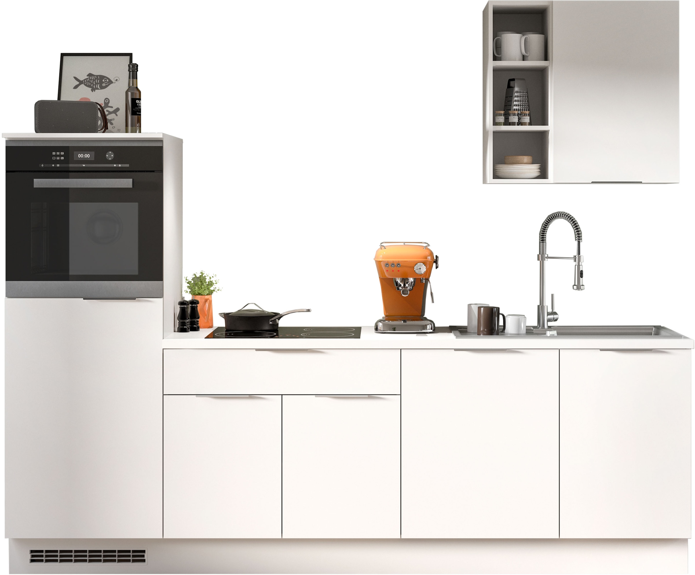 KOCHSTATION Küchenzeile "KS-Lulea" Breite 260 cm, ohne E-Geräte, mit 3 cm starker Arbeitsplatte