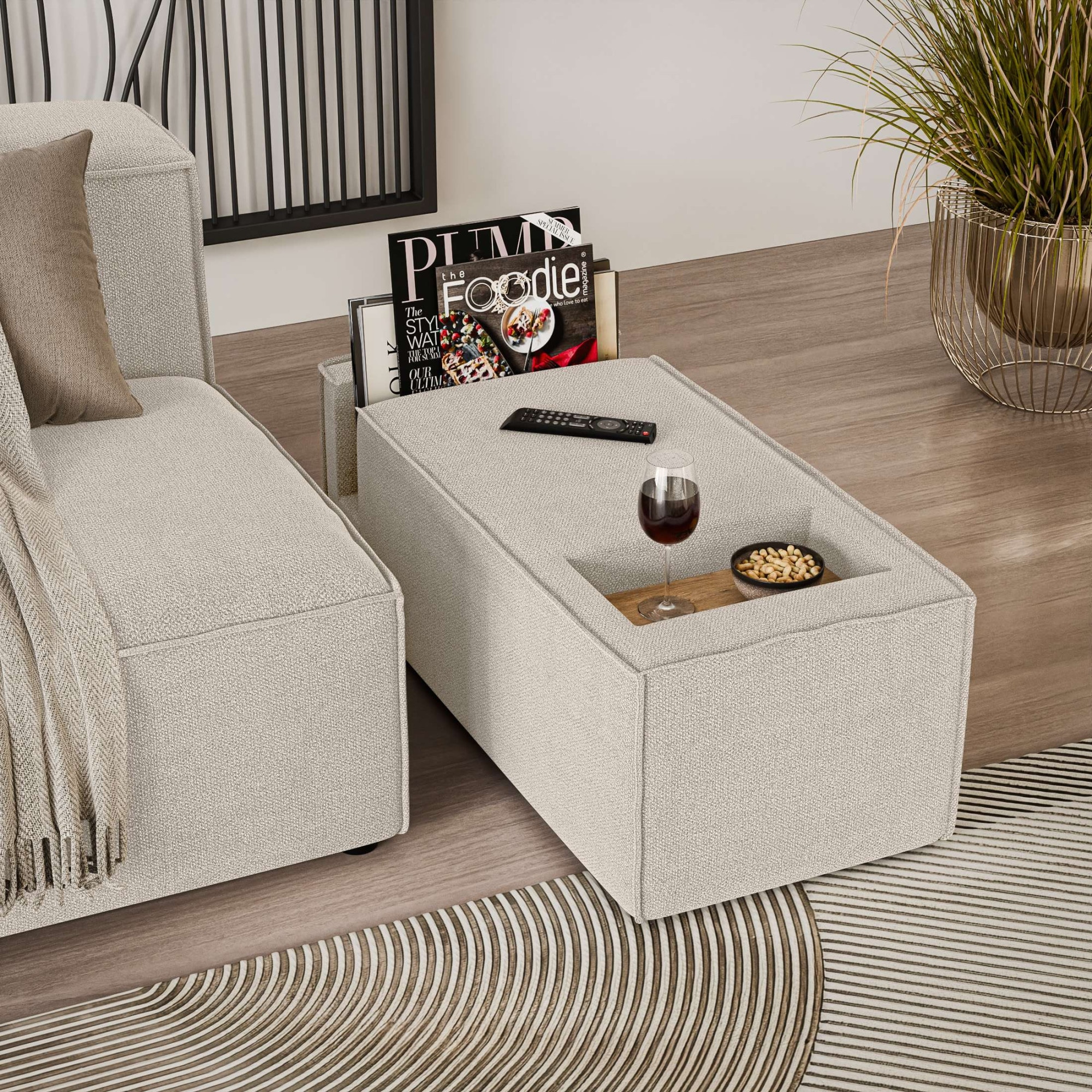 INOSIGN Sofaelement »HAILY Tisch für das Modulsofa, Maße B/T/H: 45/100/37 cm«, als Modul oder separat verwendbar, mit Steckfach und Ablagefläche