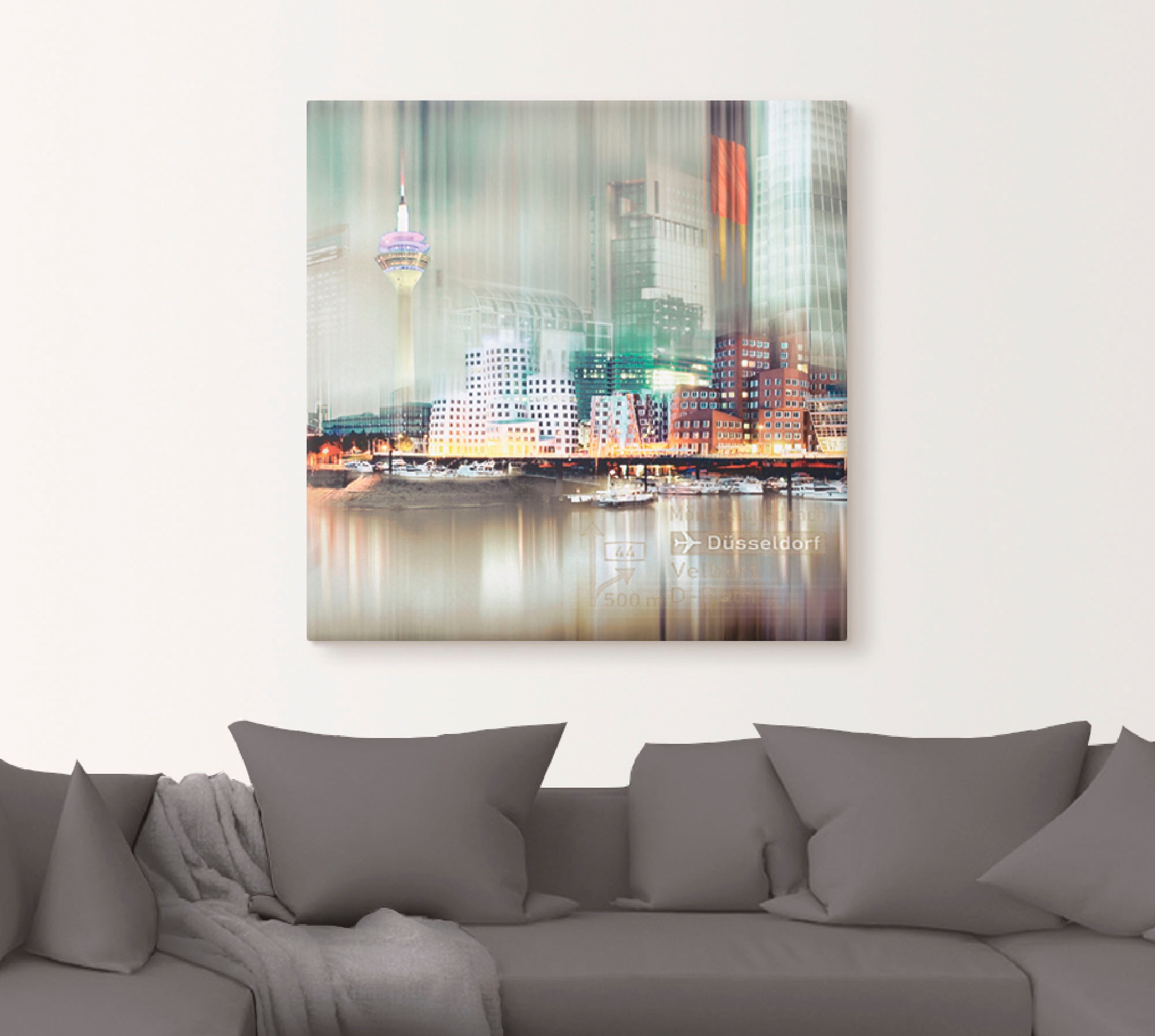 Artland Leinwandbild »Düsseldorf Skyline Collage V«, Deutschland, (1 St.), auf Keilrahmen gespannt